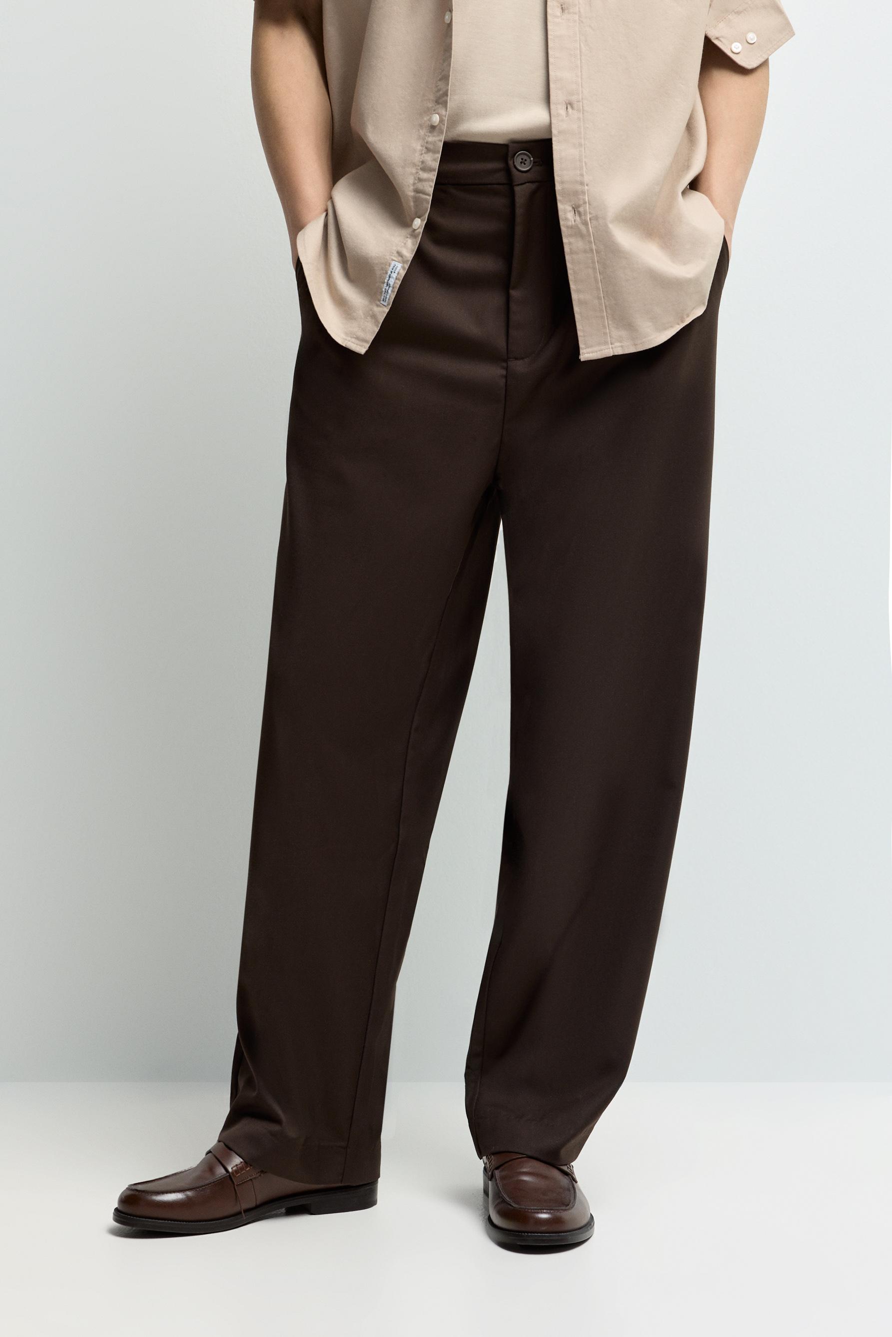 Baggy trousers with darts — CHOCOLATE