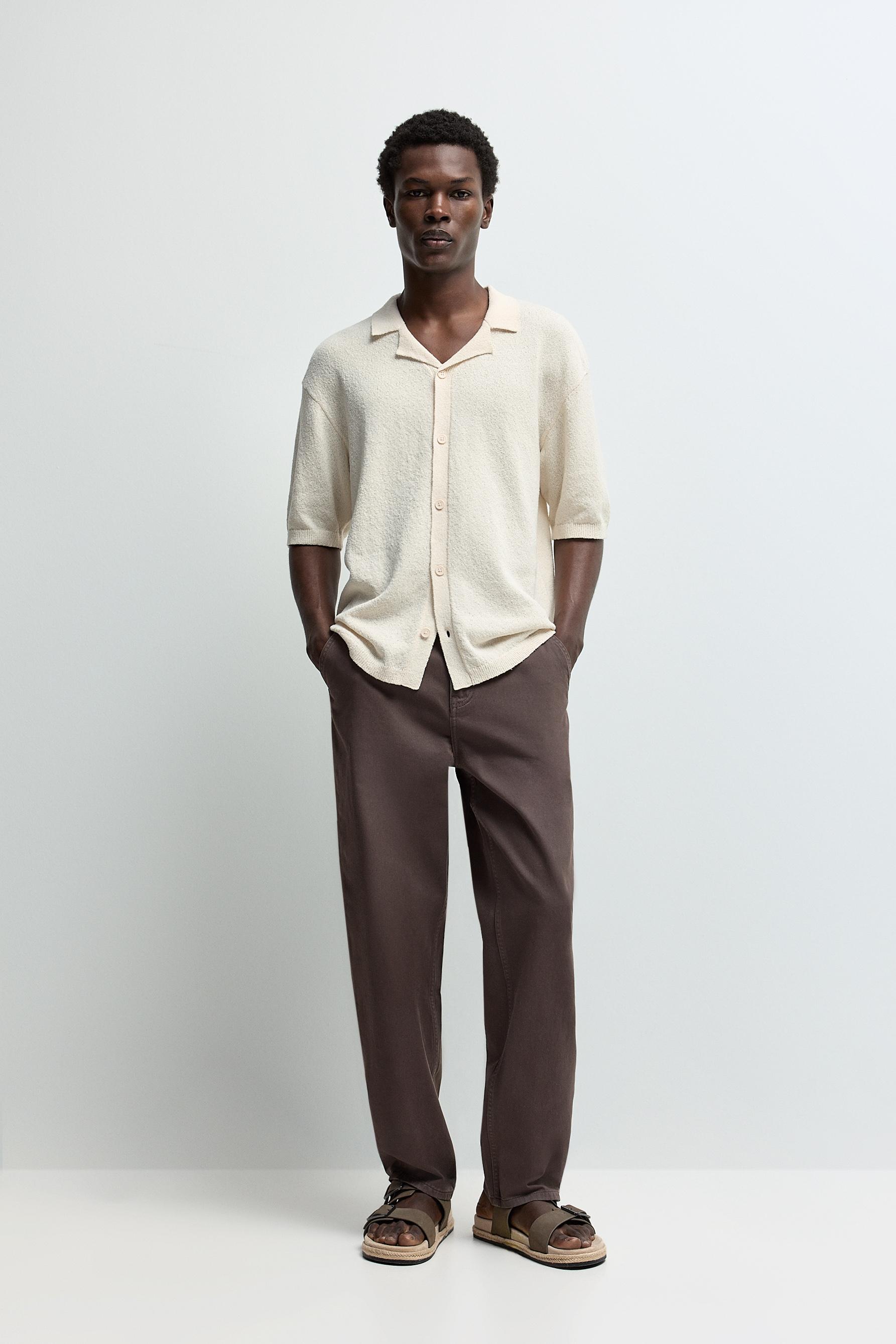 Bouclé knit shirt — OFF WHITE