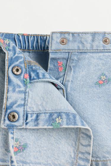 Embroidered denim skort — PALE BLUE 3