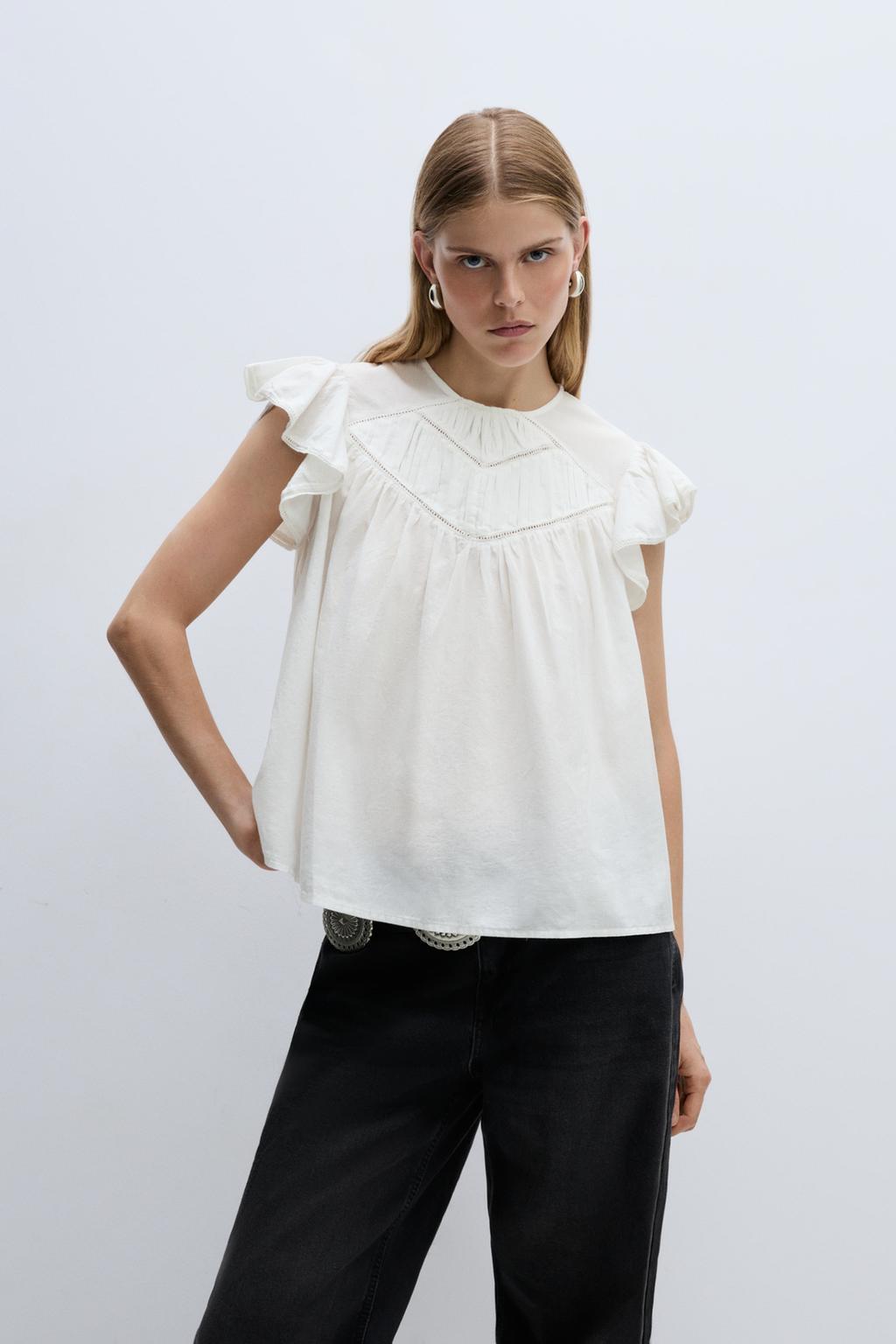 Blusa volantes encaje