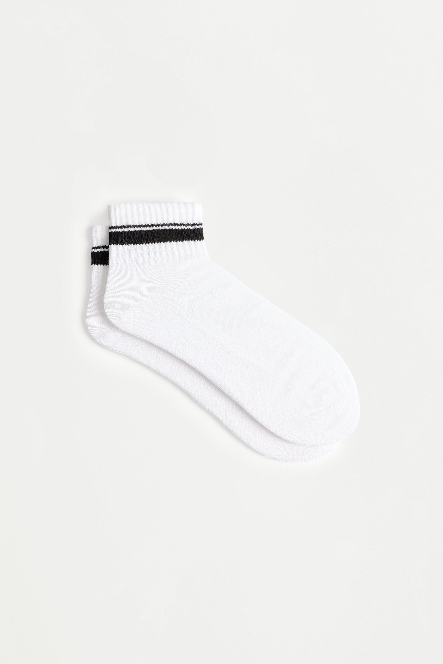 Striped ankle socks (5-pack) — WHITE/GREY