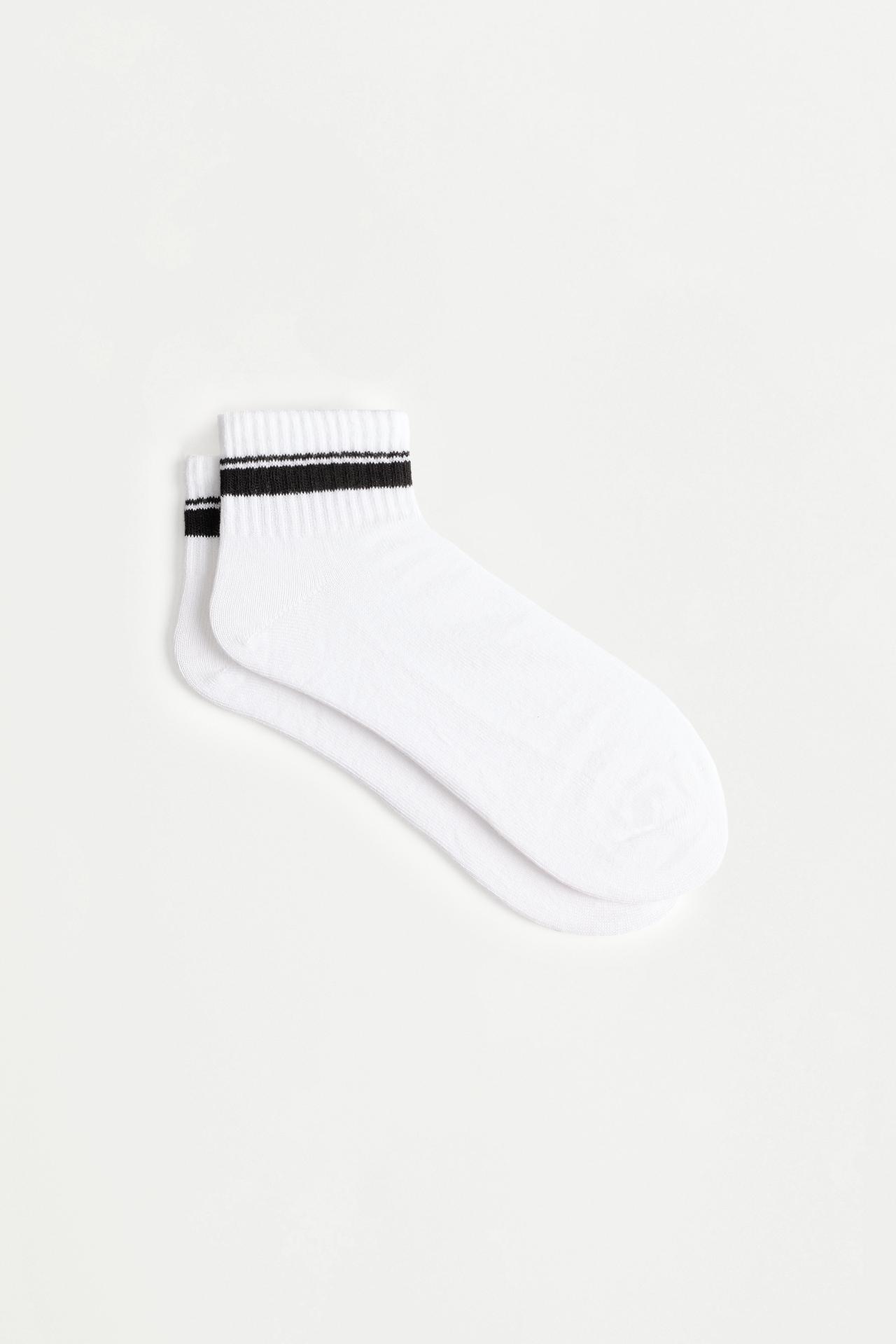 Striped ankle socks (5-pack) — WHITE/GREY