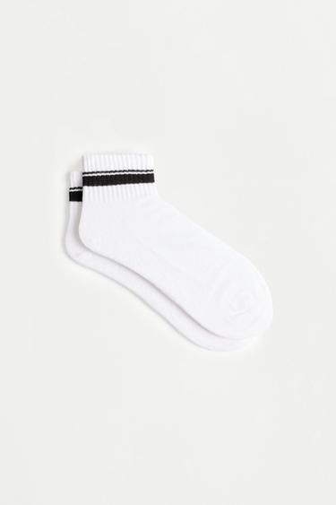 Striped ankle socks (5-pack) — WHITE/GREY 6