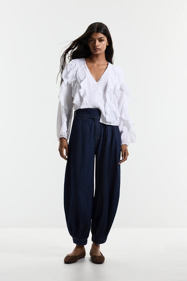 Sarouel trousers with buckle — NAVY 1