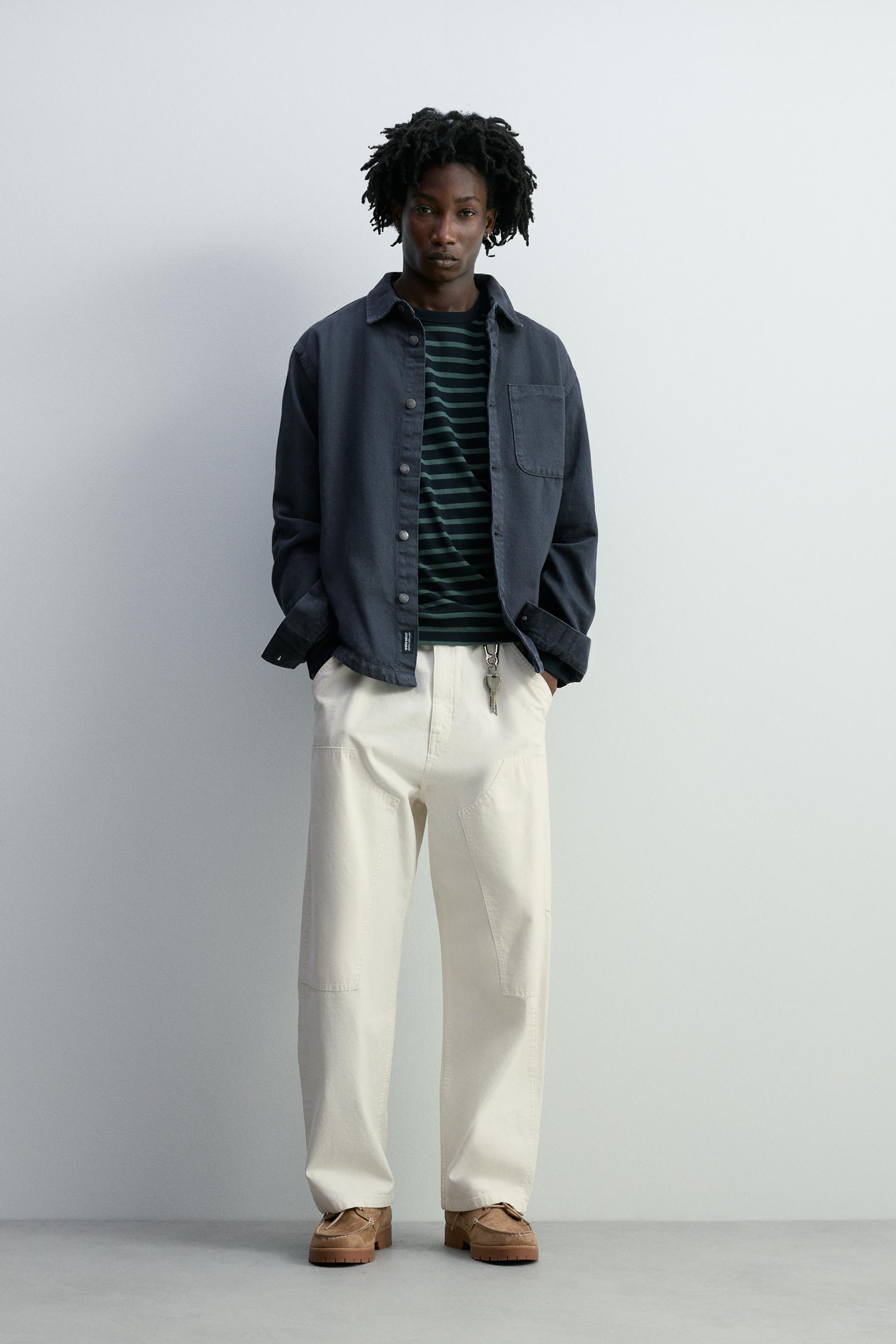 Denim overshirt with pocket — DARK NAVY