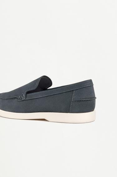 Faux suede loafers — BLUE 4