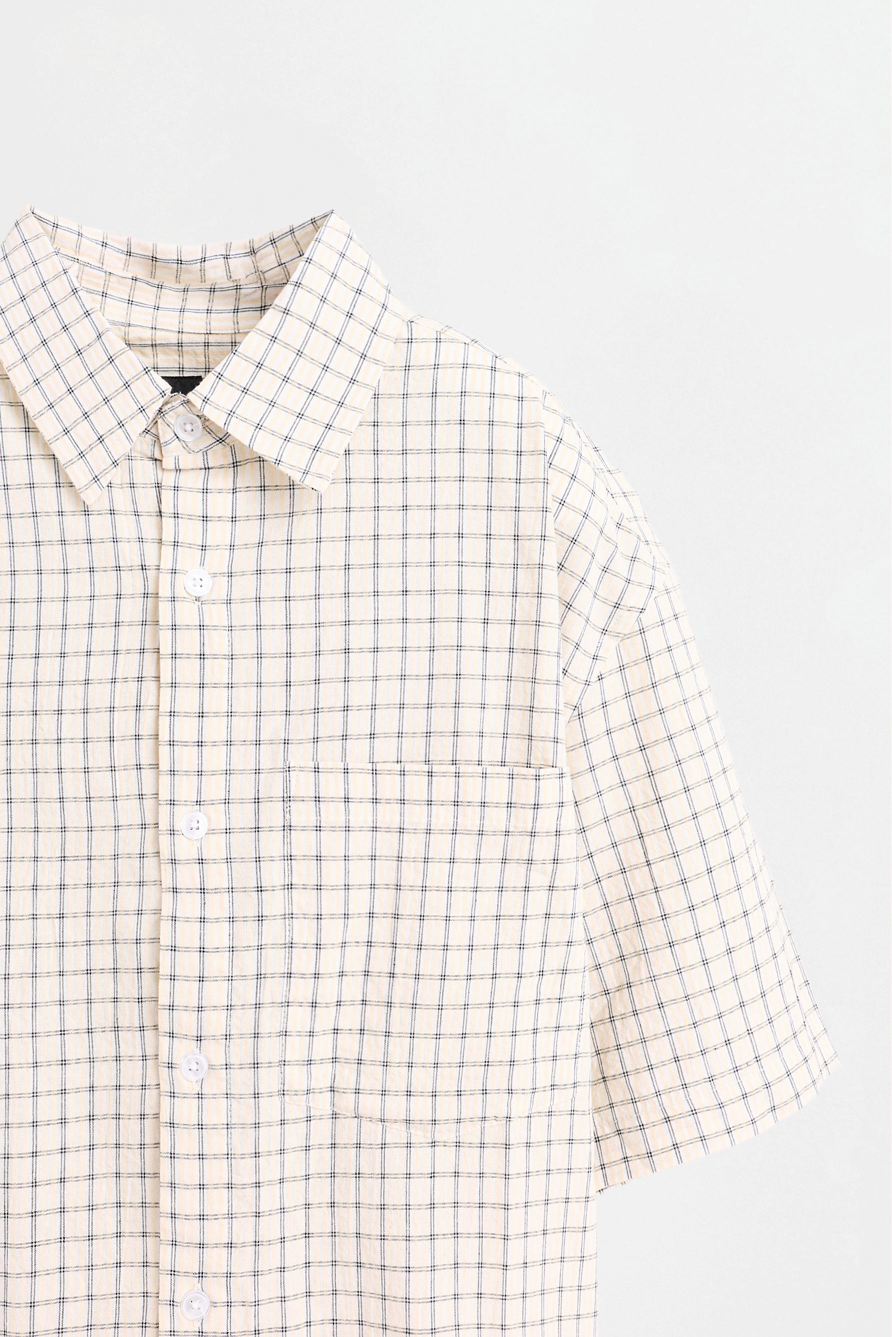 Textured check shirt — SAND