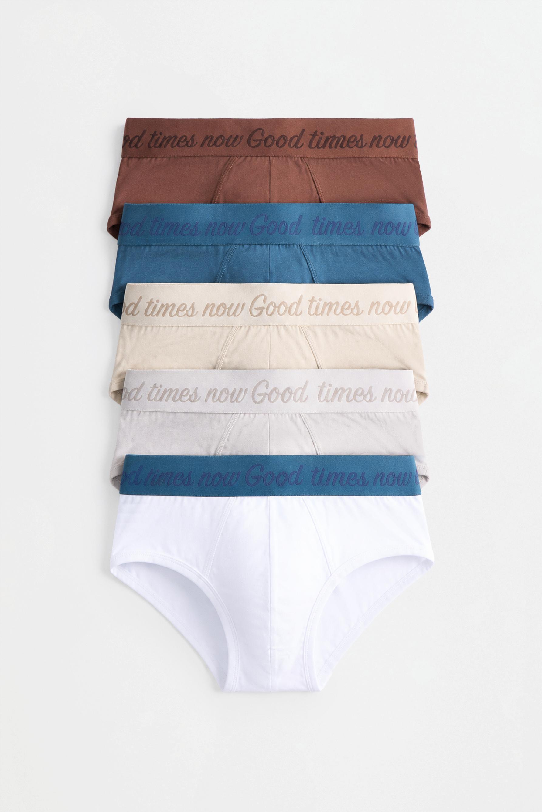 Briefs with text (Pack of 5) — BROWN
