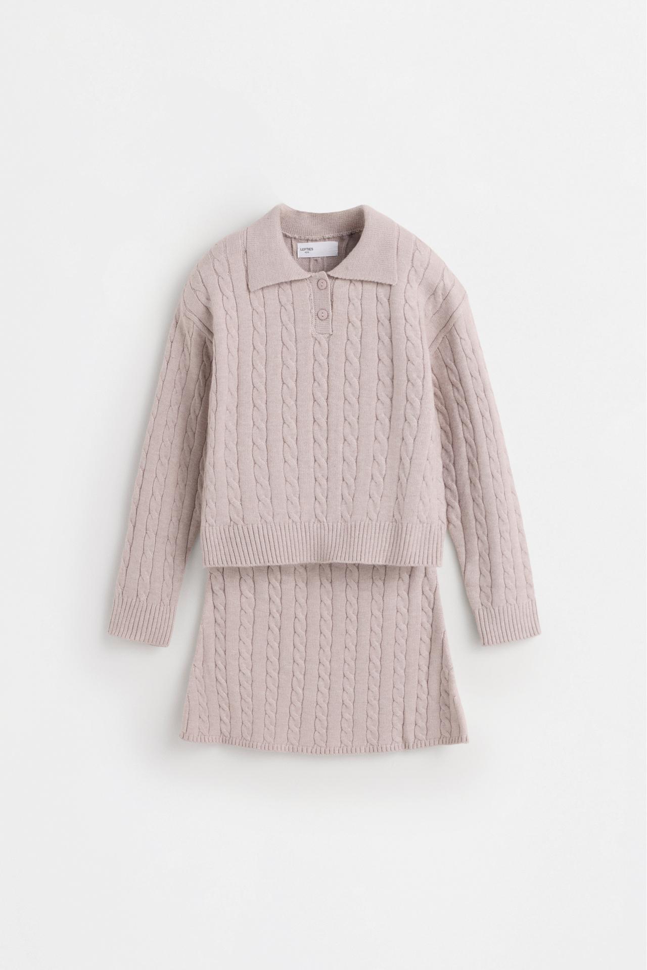 Knit polo and skirt set — MINK