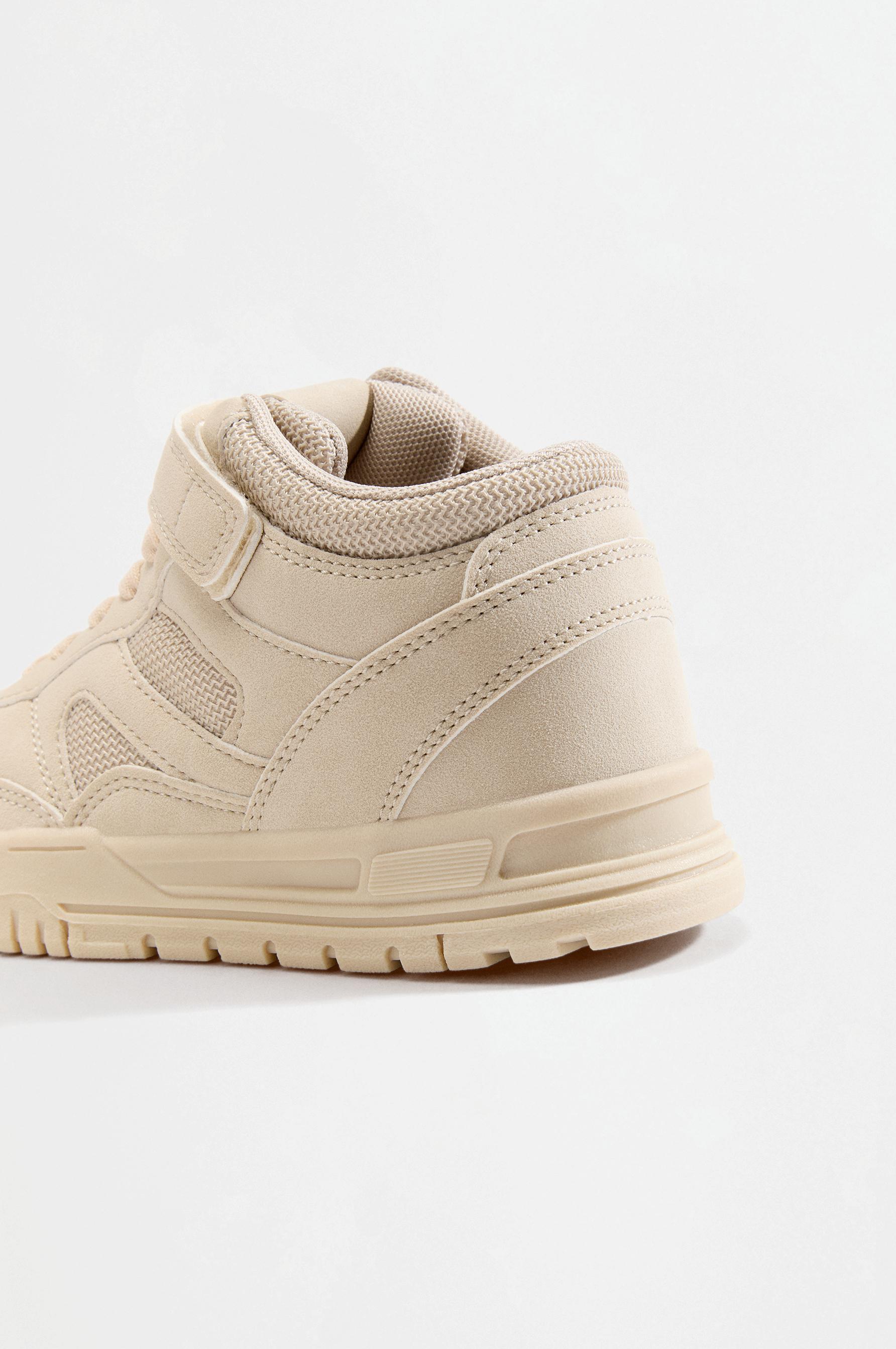 Monochrome high-top sneakers — BEIGE