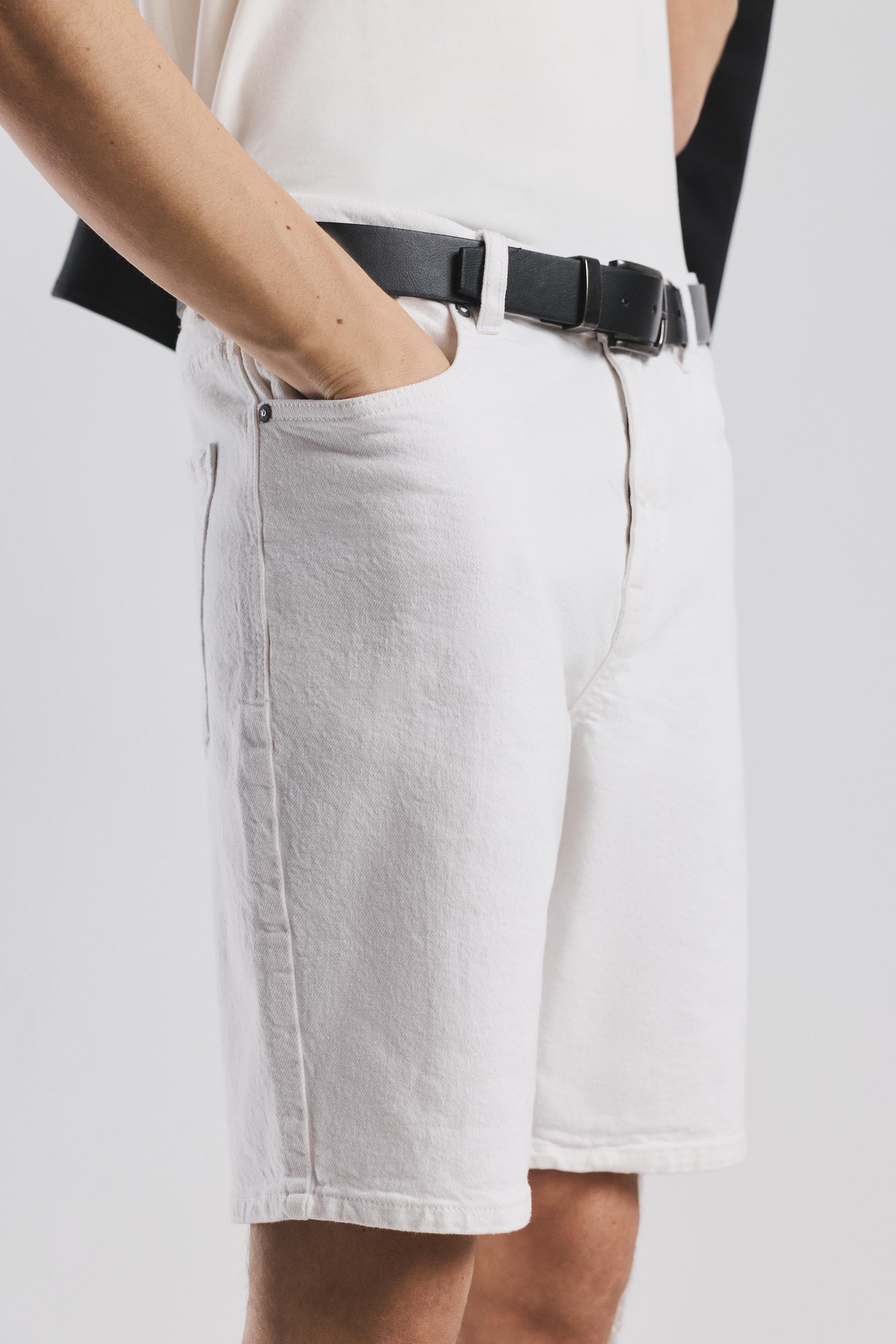 Slim denim Bermuda shorts — WHITE