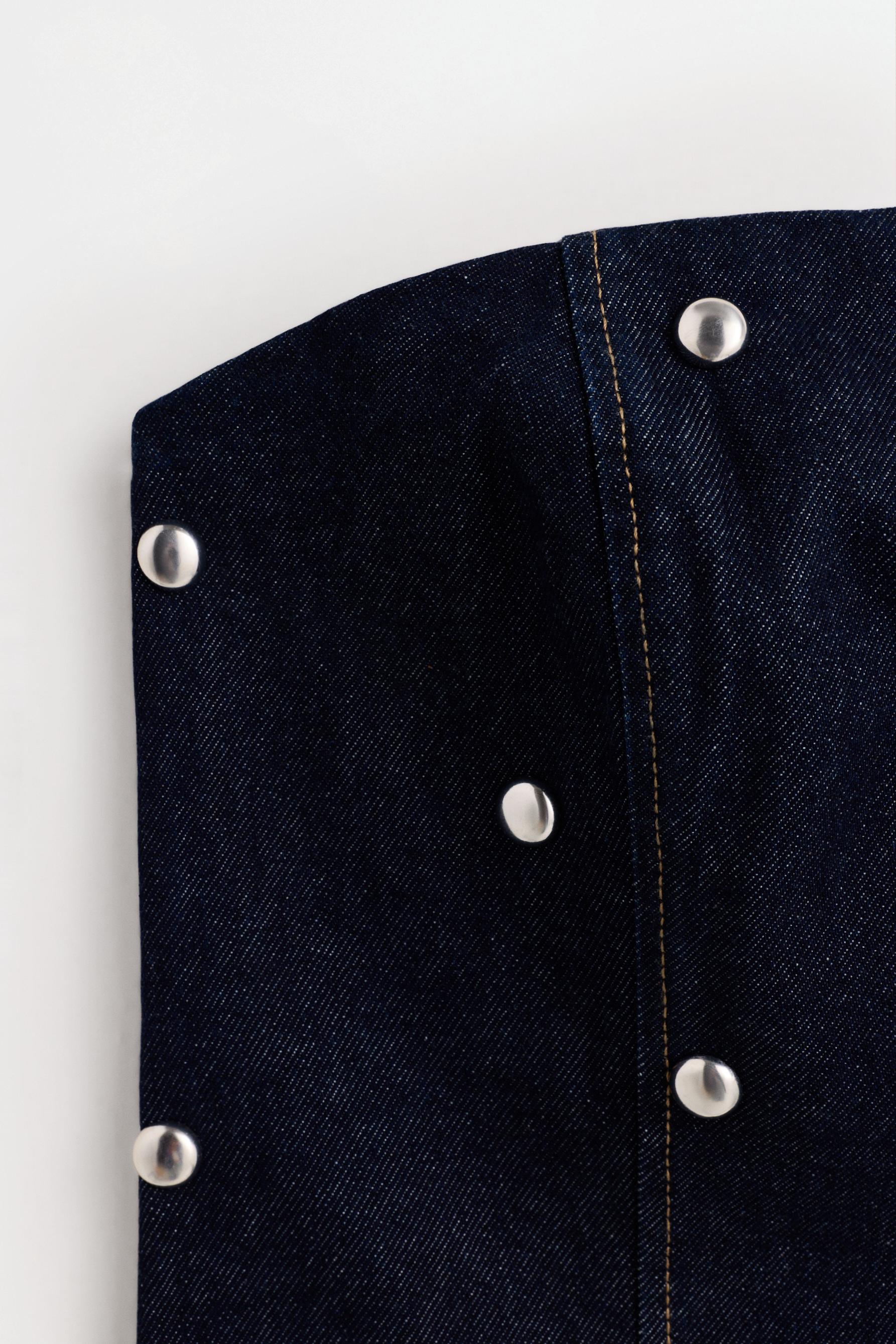 Studded denim top — NAVY