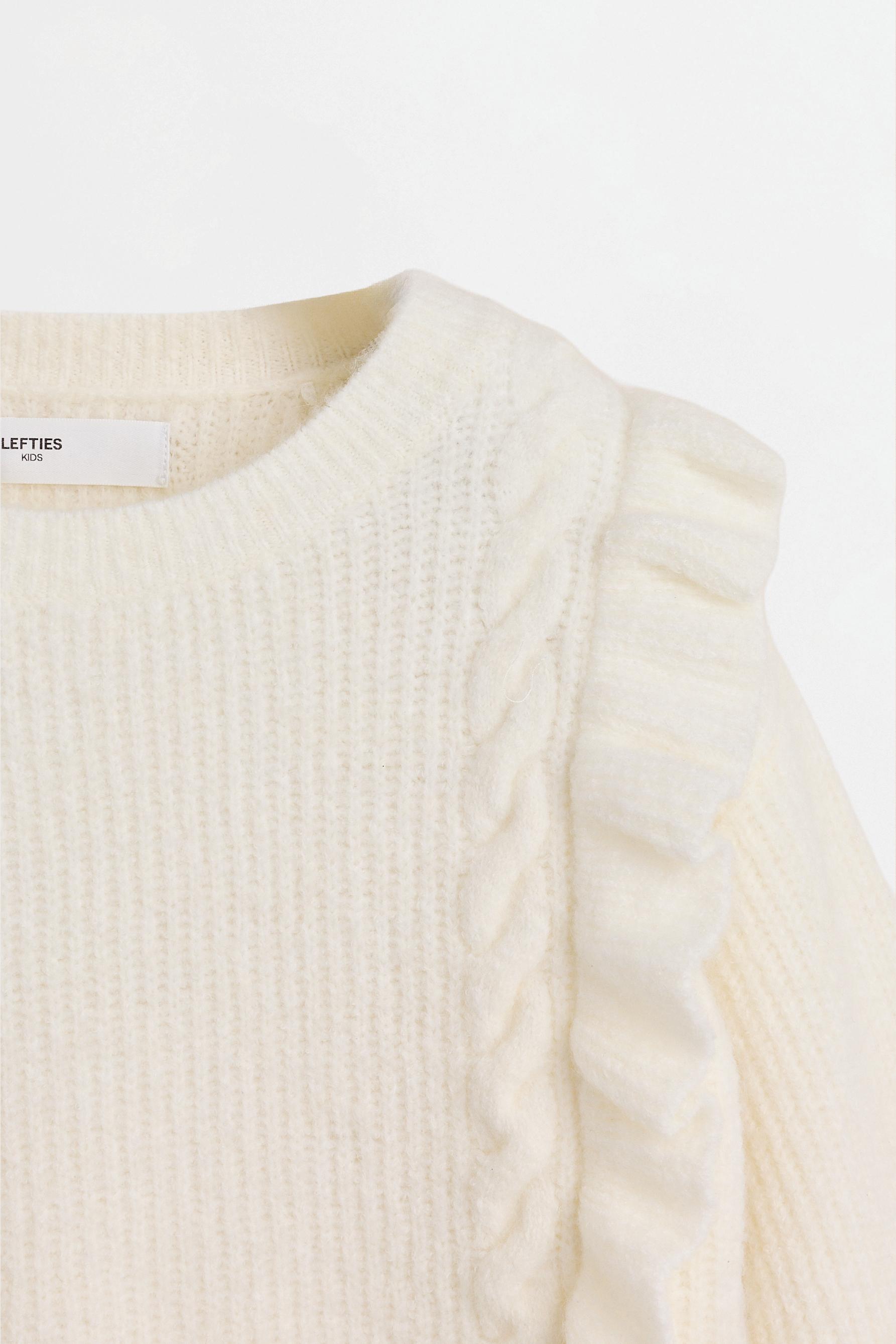 Ribbed ruffle sweater — OFF WHITE
