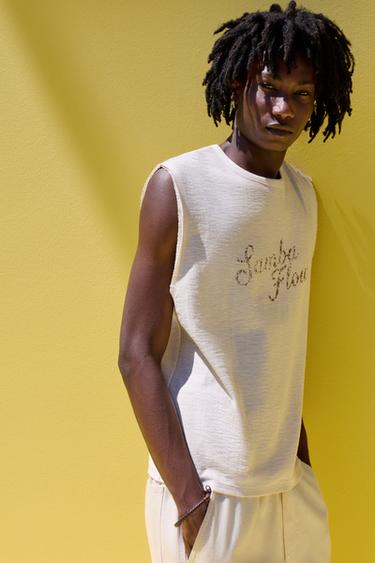 Printed sleeveless T-shirt — VANILLA 5