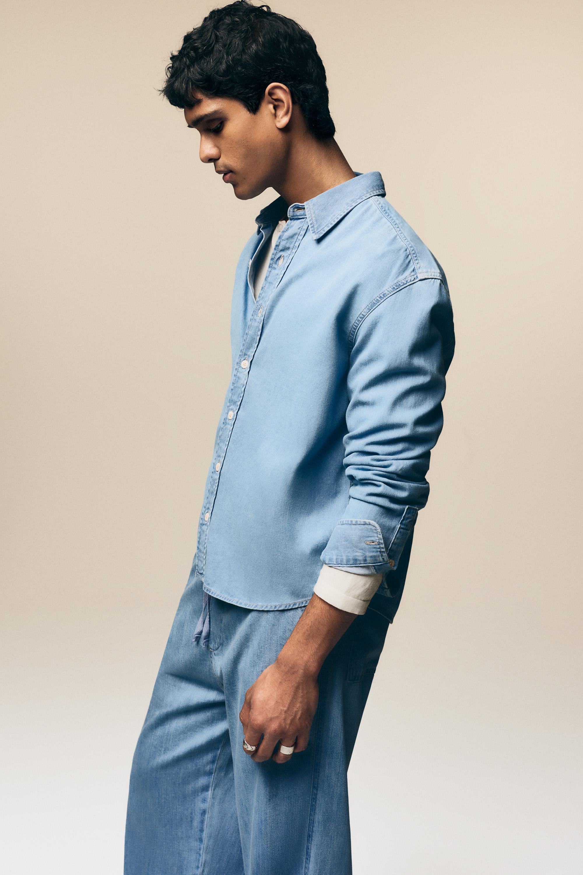 Oversize denim shirt — PALE BLUE
