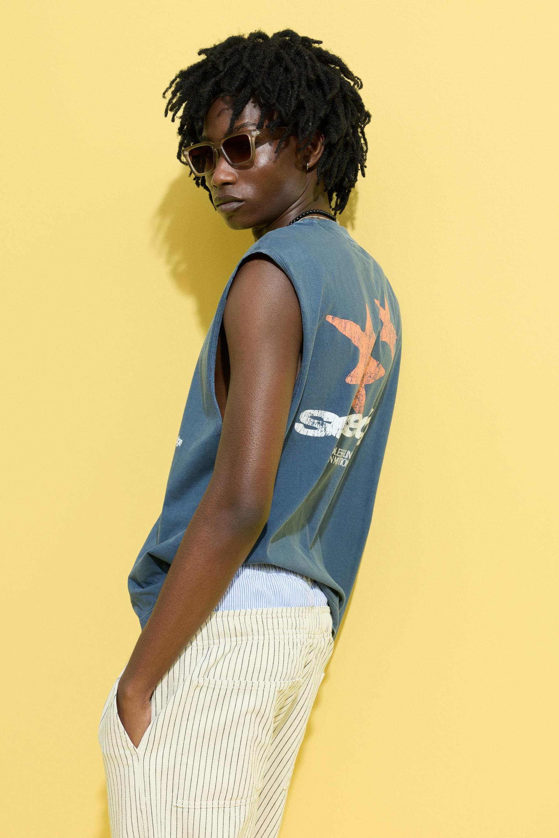 Printed tank top — NAVY