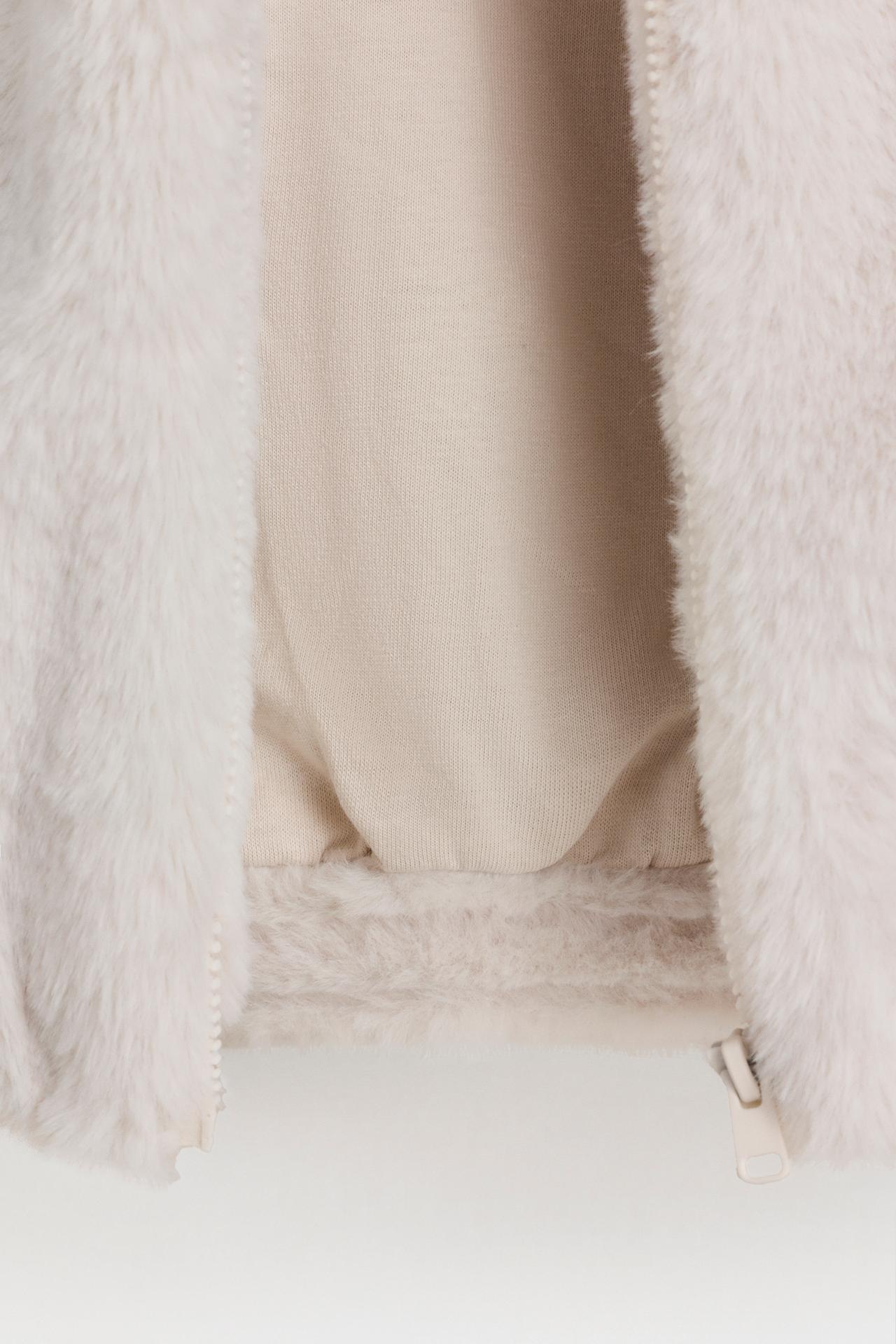 Animal print faux fur coat — ECRU