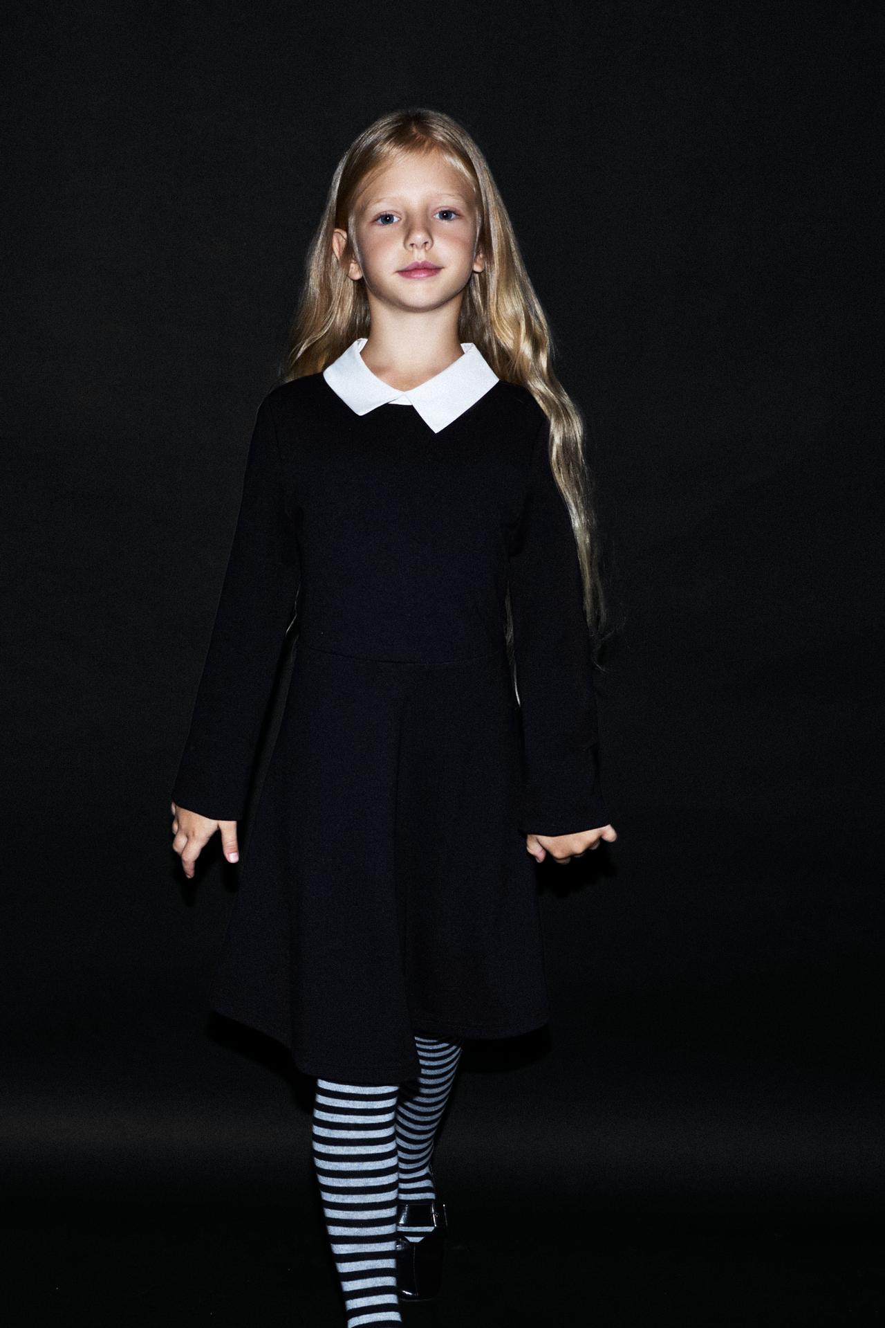 Shirt collar dress — BLACK