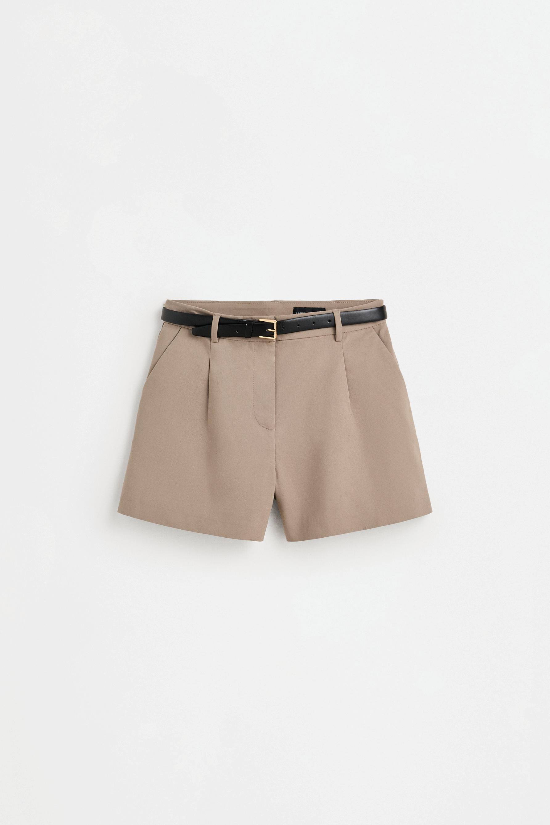 Darted shorts — TAUPE BROWN