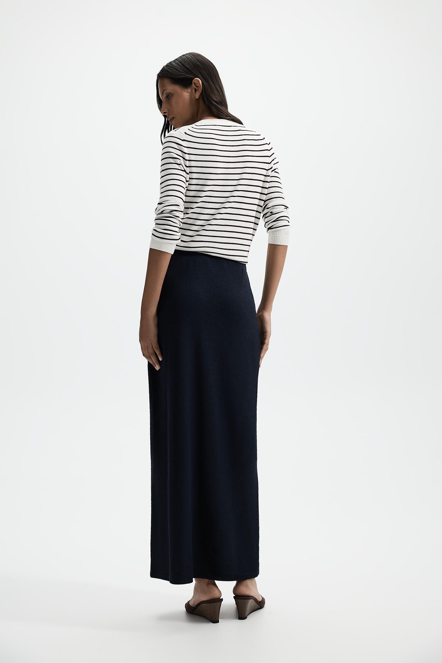 Rustic midi skirt — NAVY