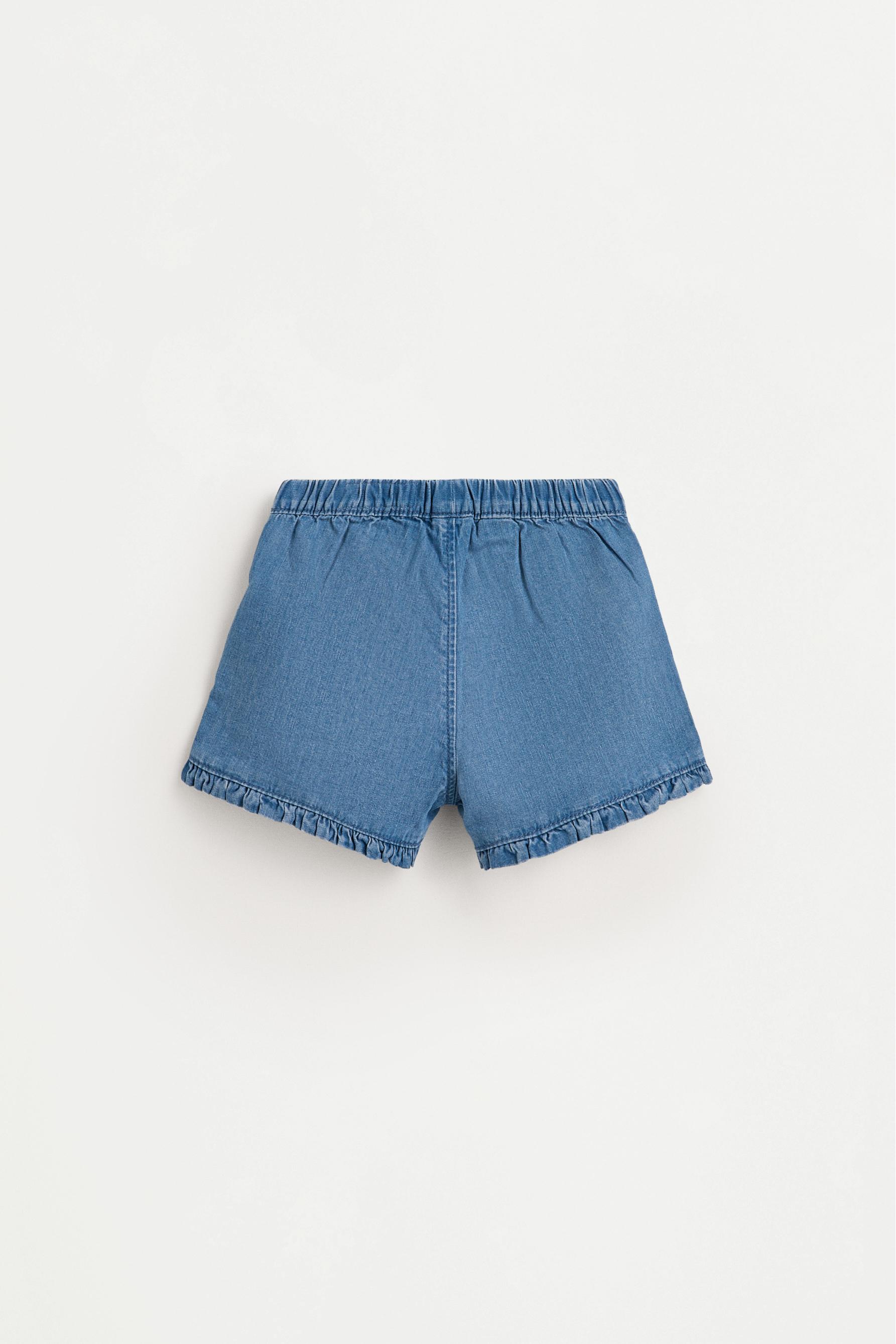 Denim ruffle shorts — PALE BLUE