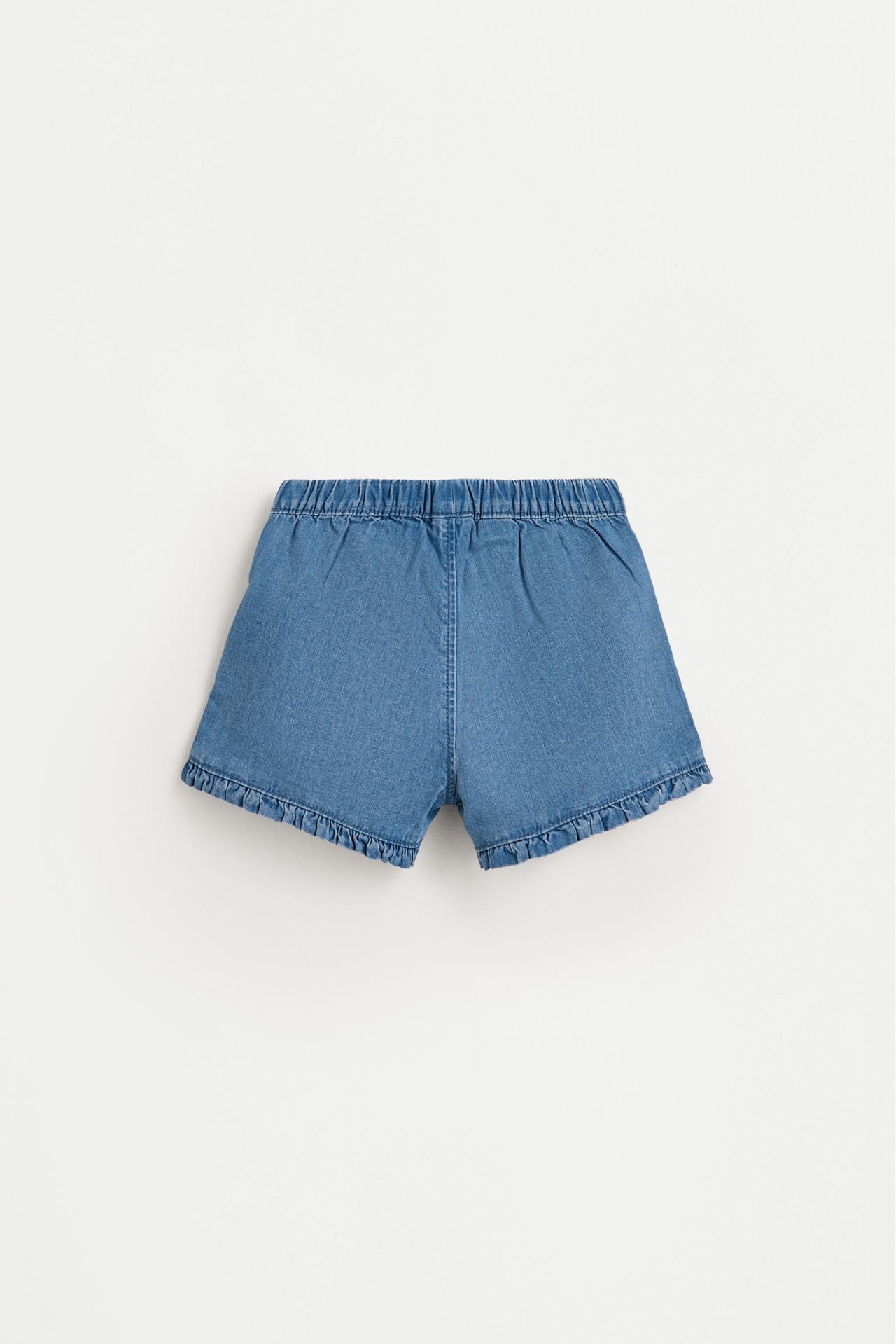 Denim ruffle shorts — PALE BLUE