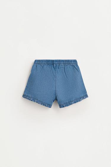 Denim ruffle shorts — PALE BLUE 2