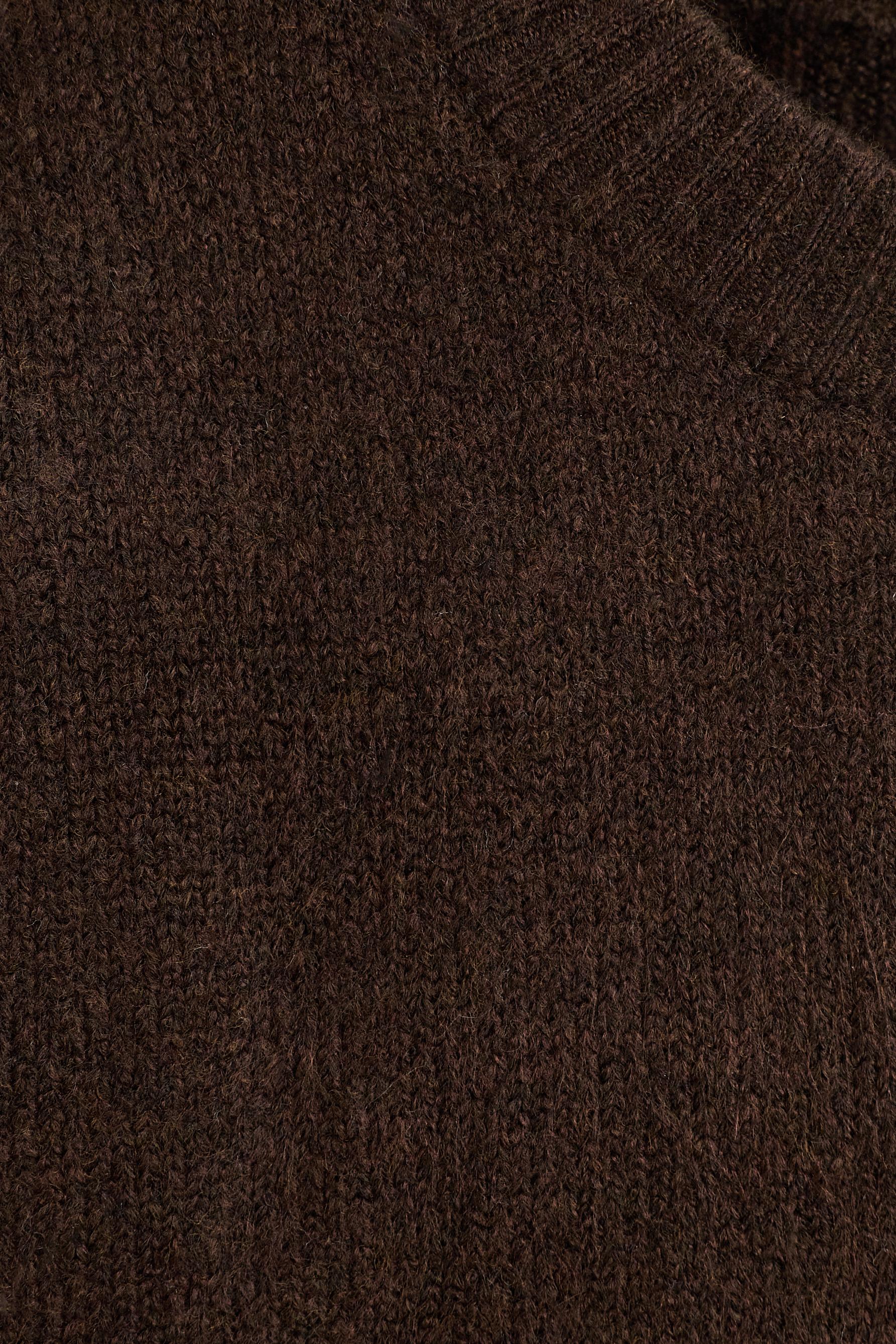 Striped fluffy sweater — DARK BROWN