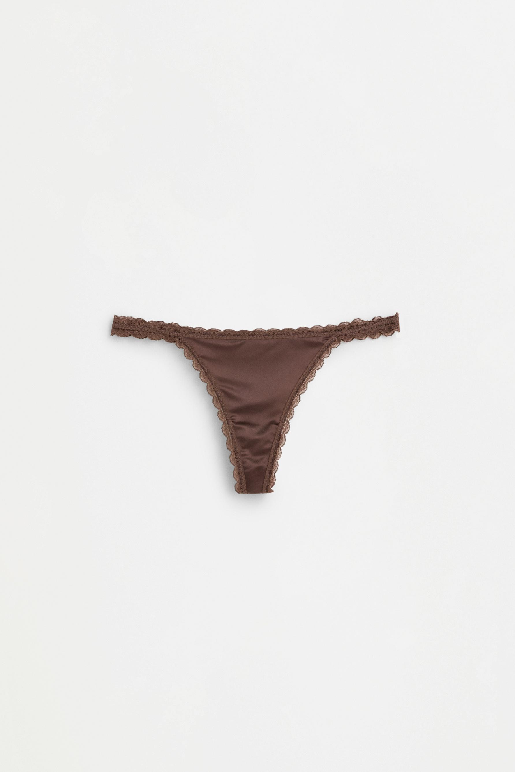 Satin Lace Thongs (4-Pack) — VANILLA