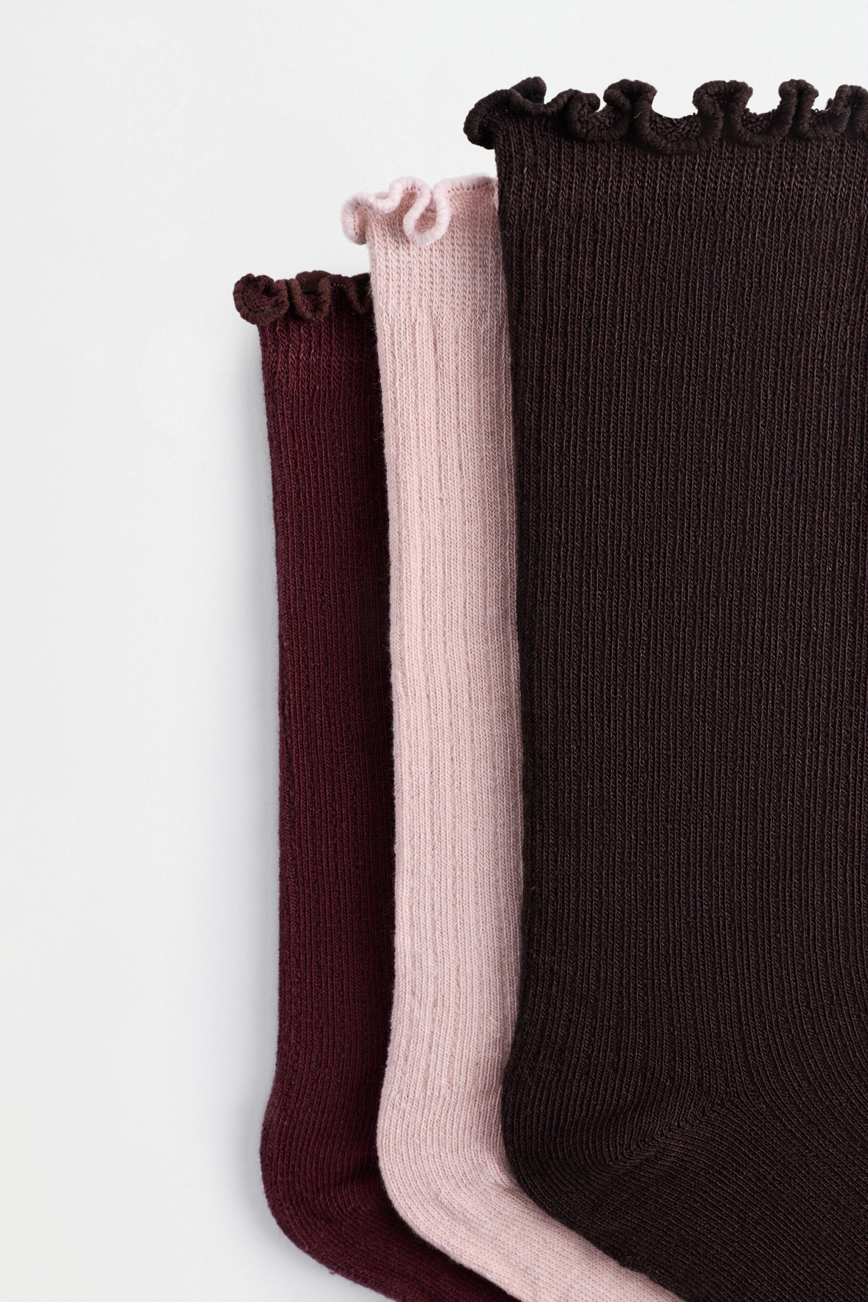 Ribbed long socks (3-pack) — PINK TONES