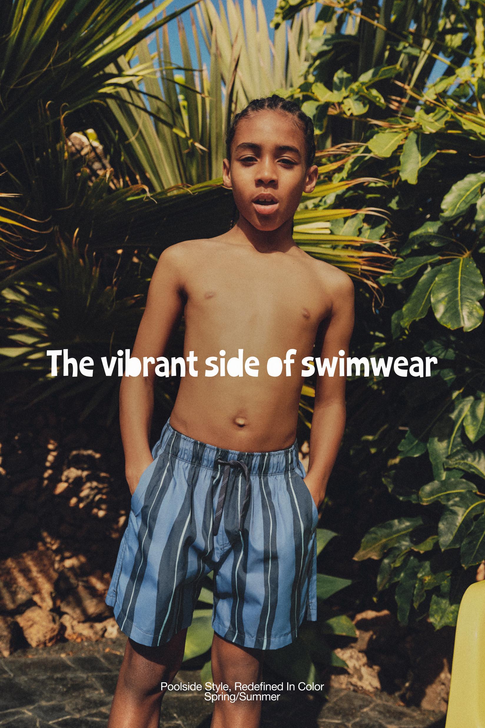 Printed Swim Trunks — FADED BLUE