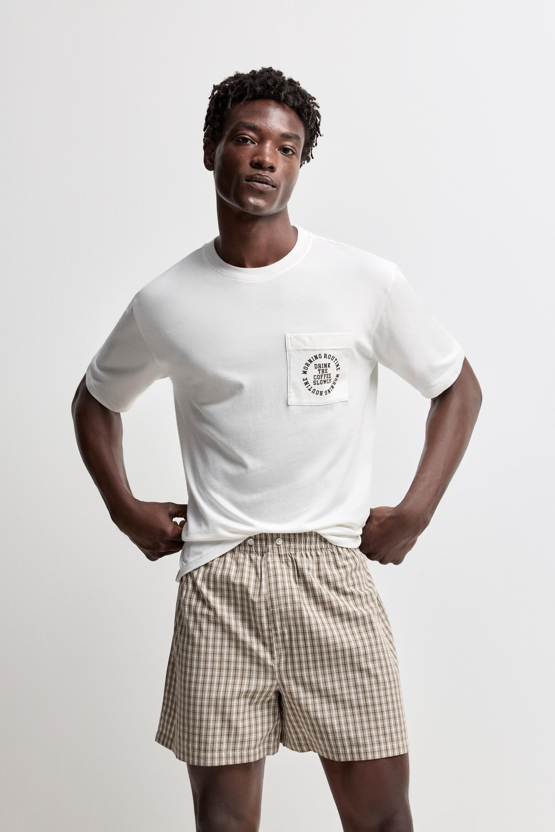 Short pyjamas with pocket — WHITE