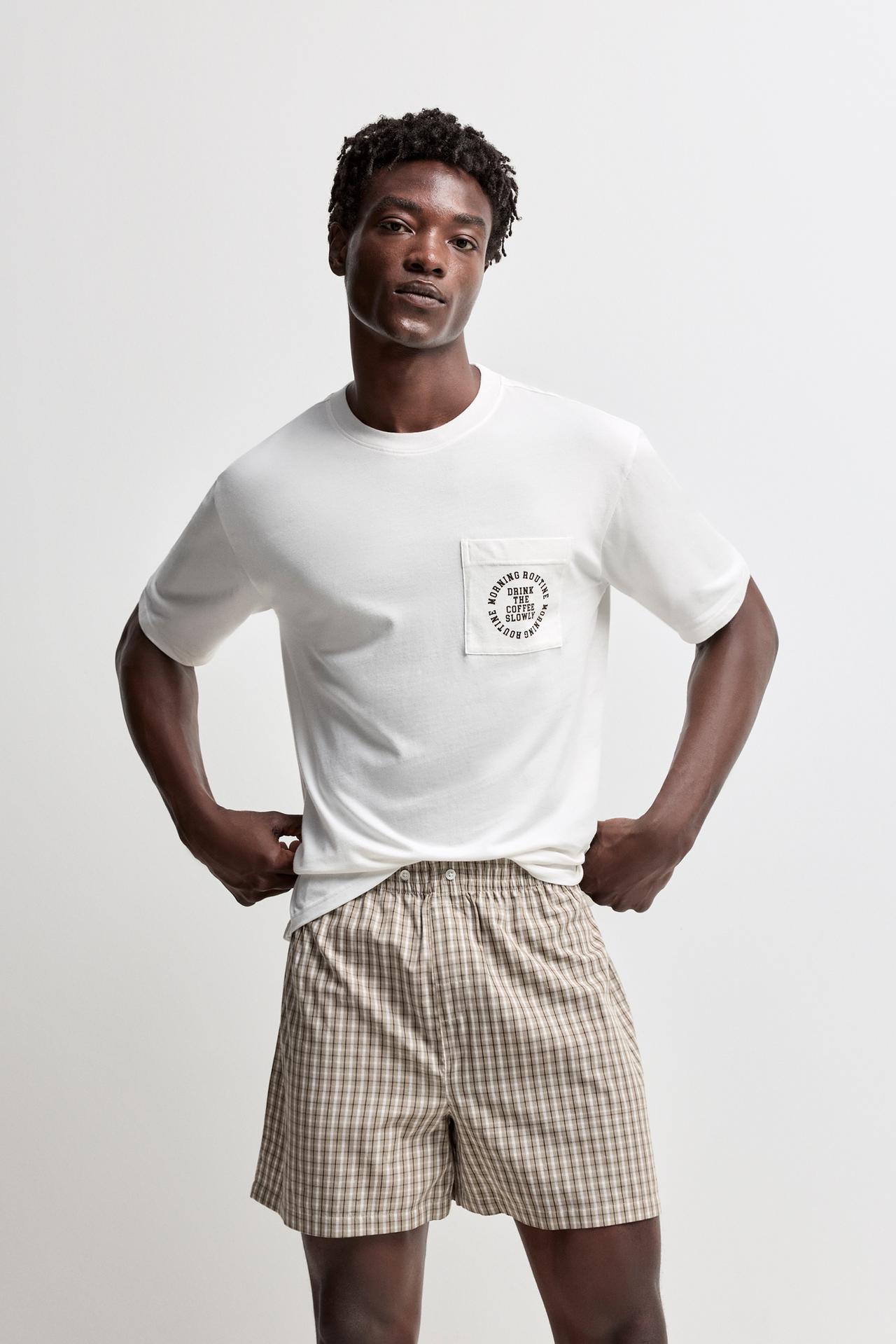 Short pyjamas with pocket — WHITE