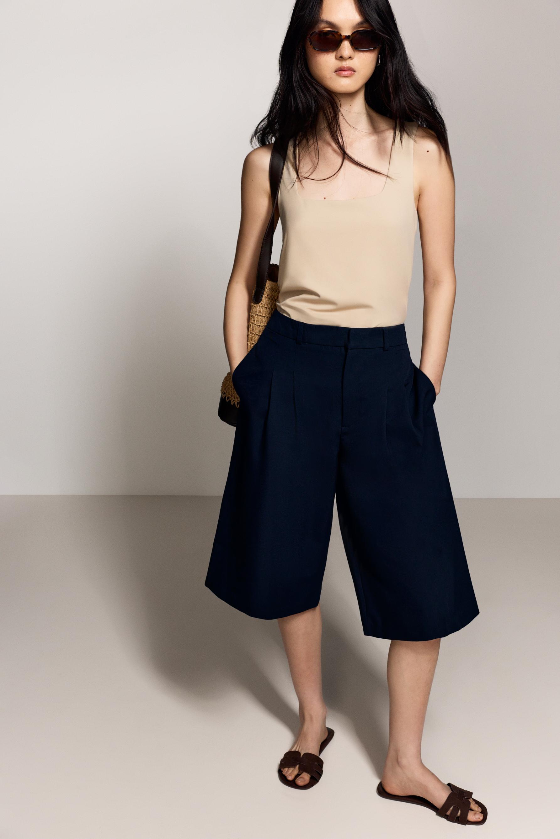 Polyamide T-shirt with wide straps — BEIGE
