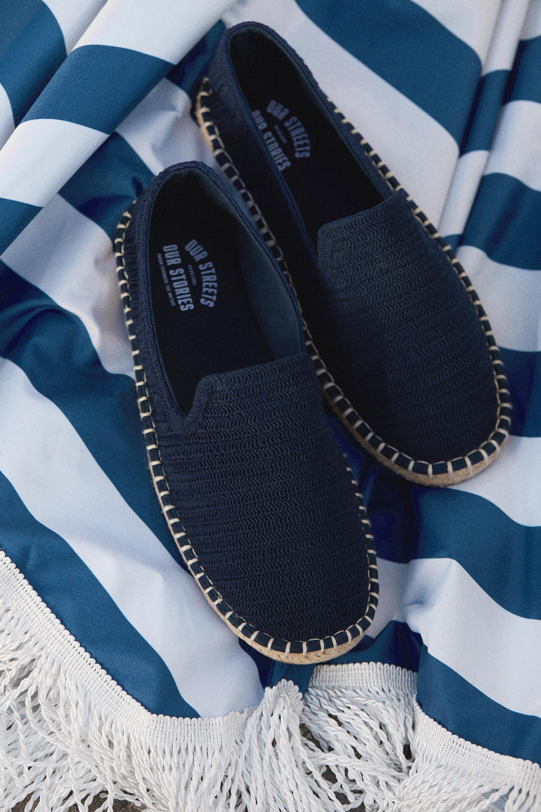 Crochet jute effect espadrilles — NAVY BLUE