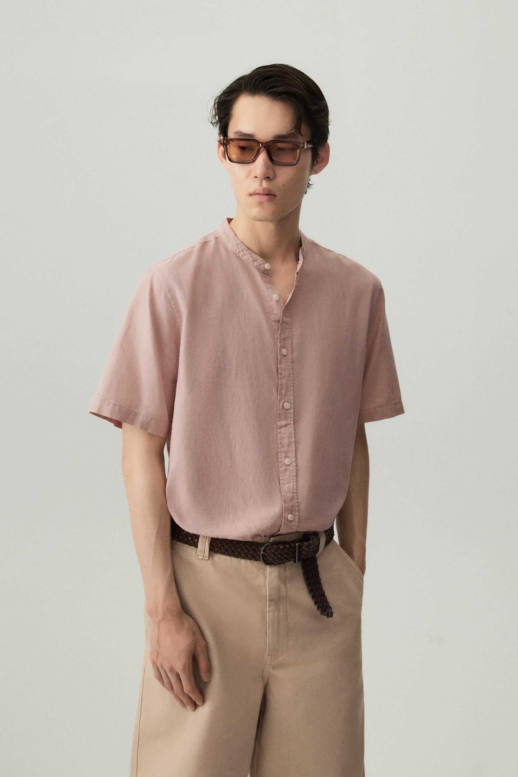 Camisa cuello mao lino - algodón