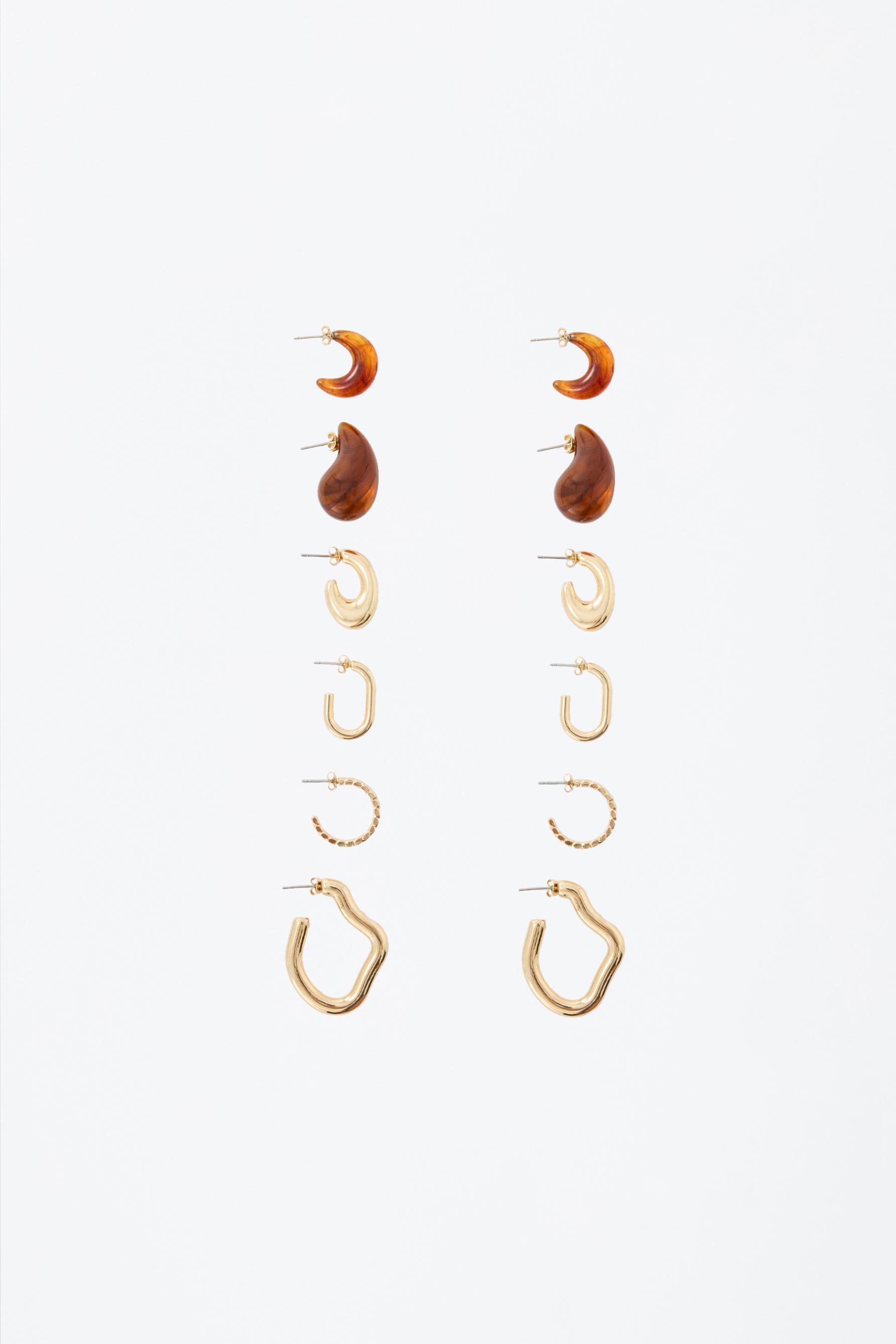 6-pack of mismatched earrings — TORTOISESHELL