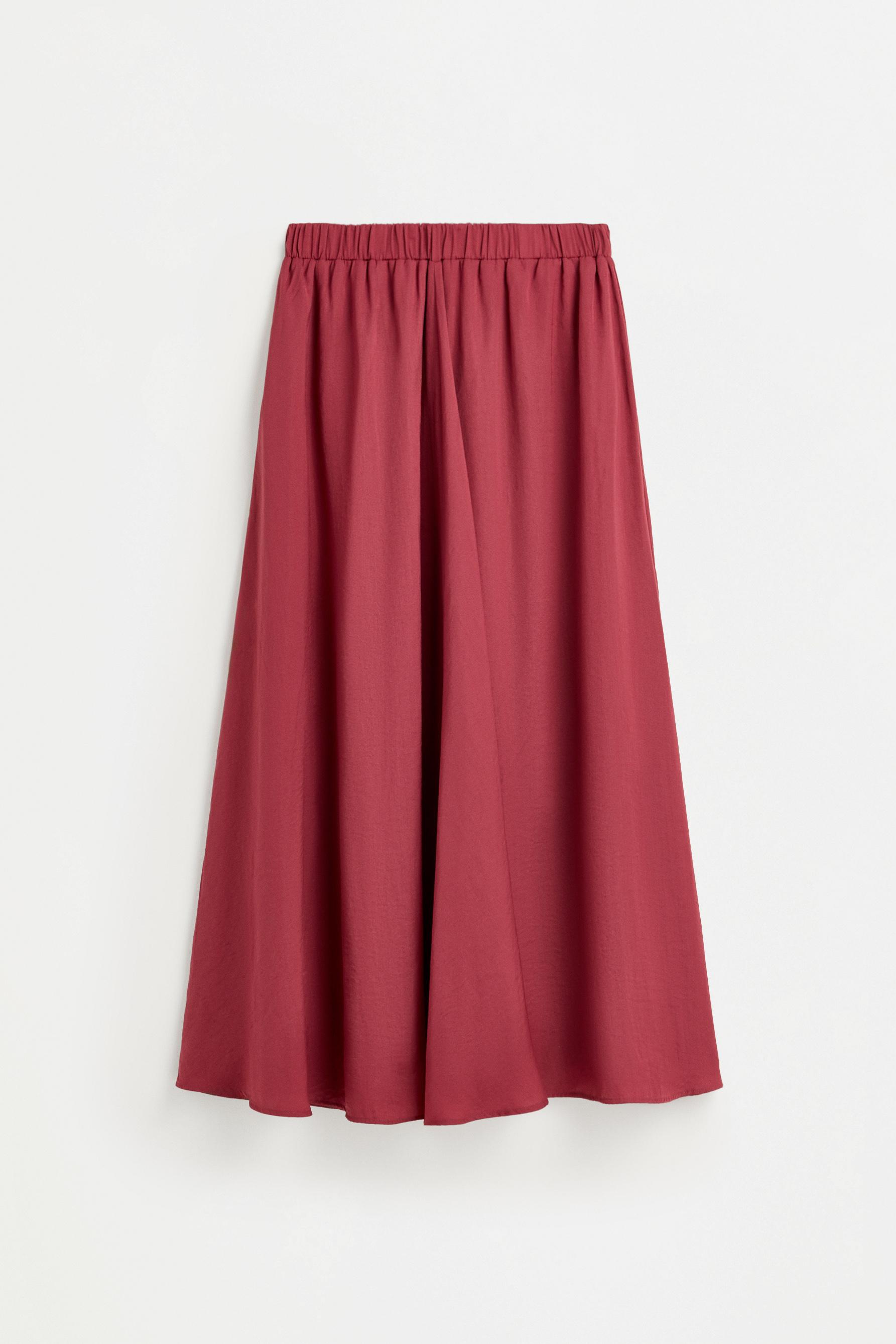 Textured satin midi skirt — MAROON