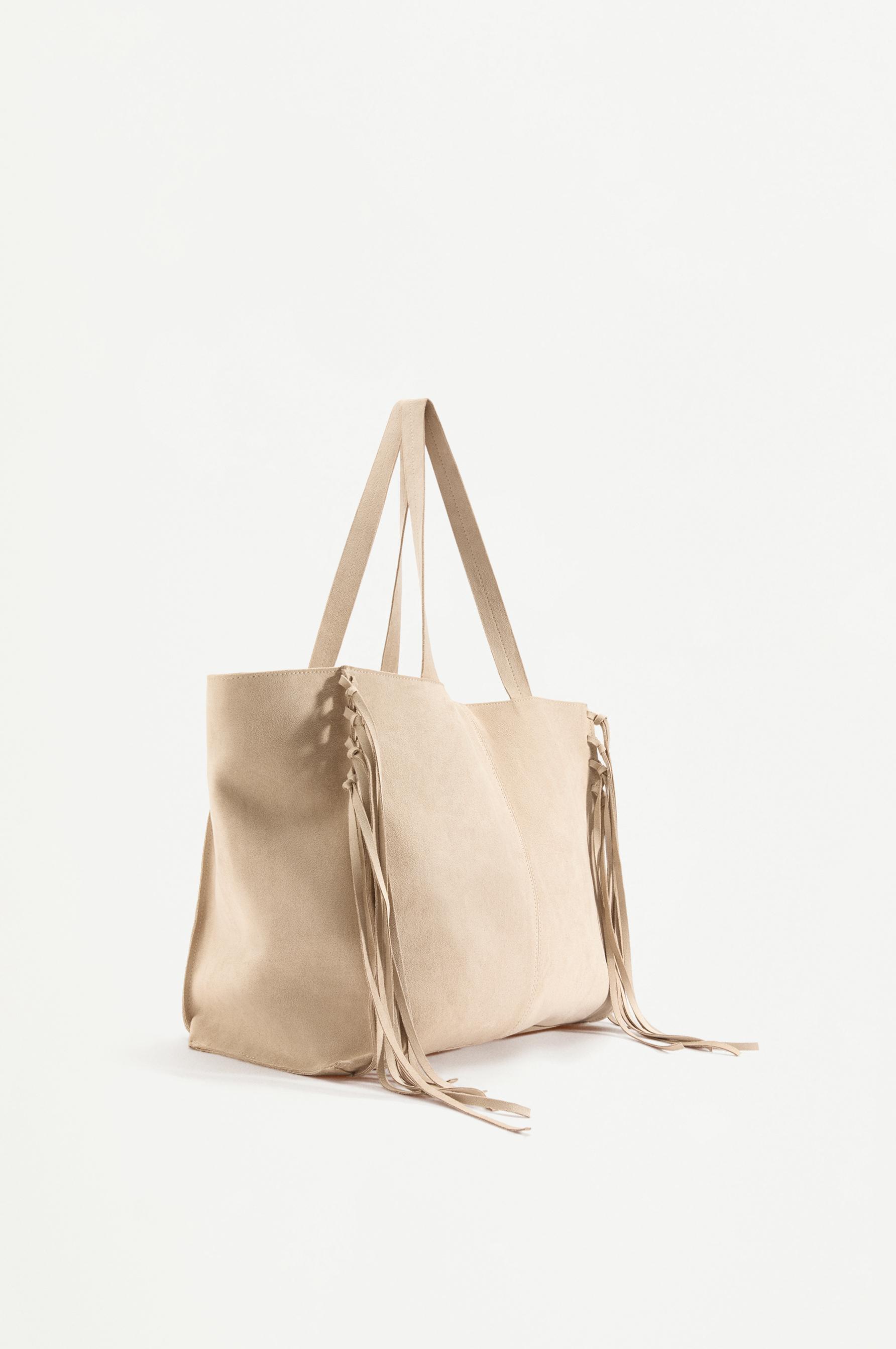 Faux suede tote bag — ECRU
