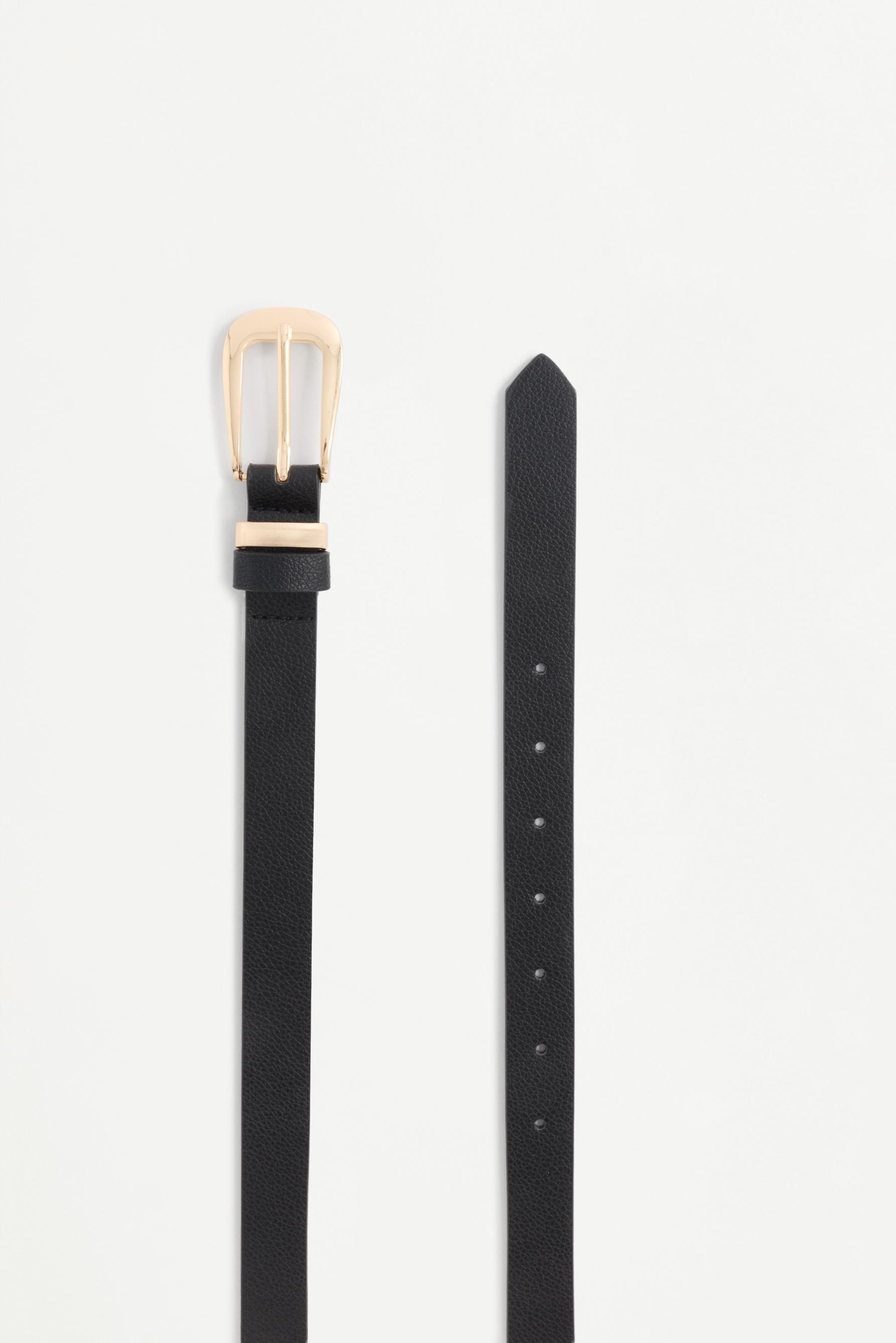 Thin leather effect belt — BLACK
