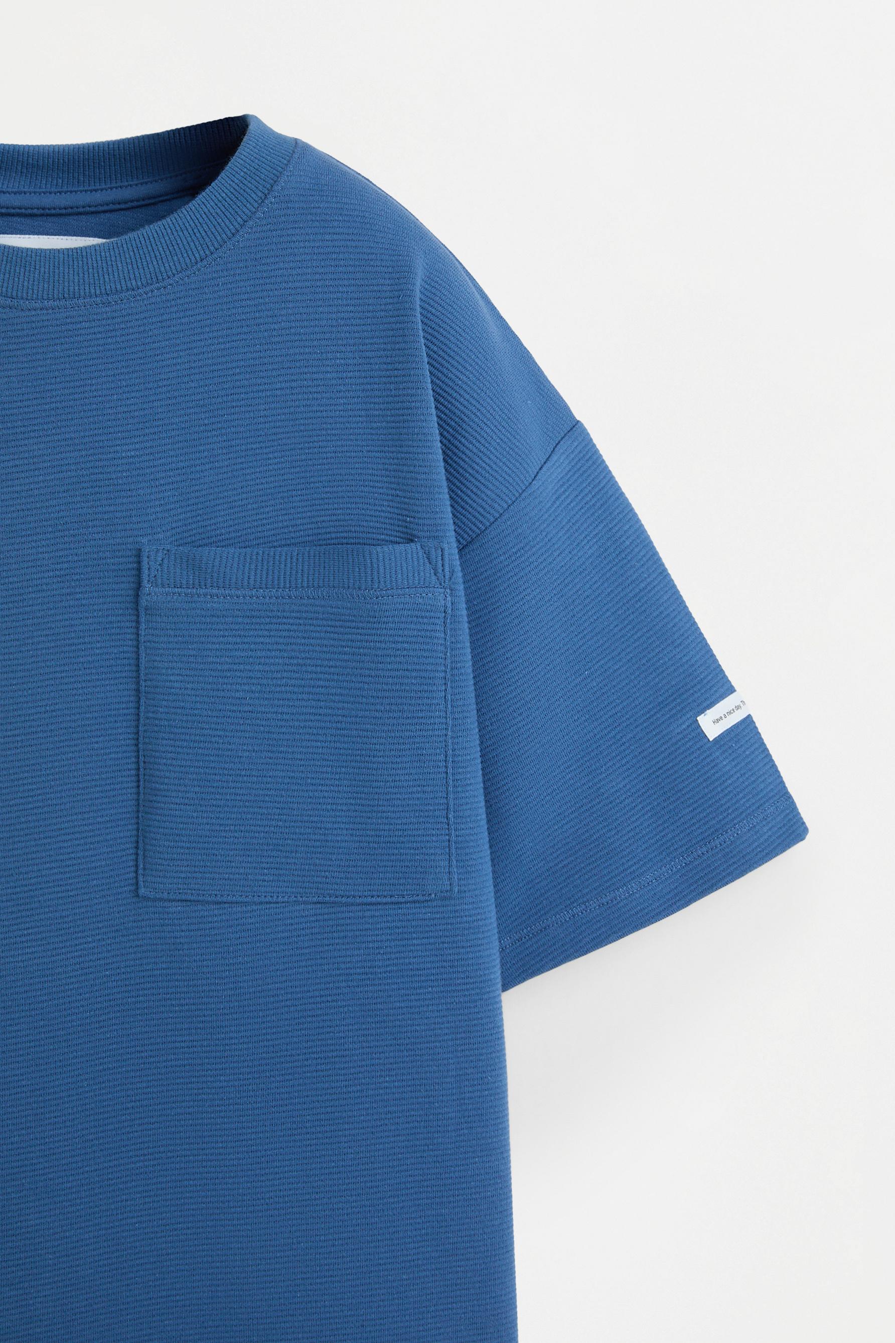 Ottoman T-shirt with pocket — MEDIUM BLUE