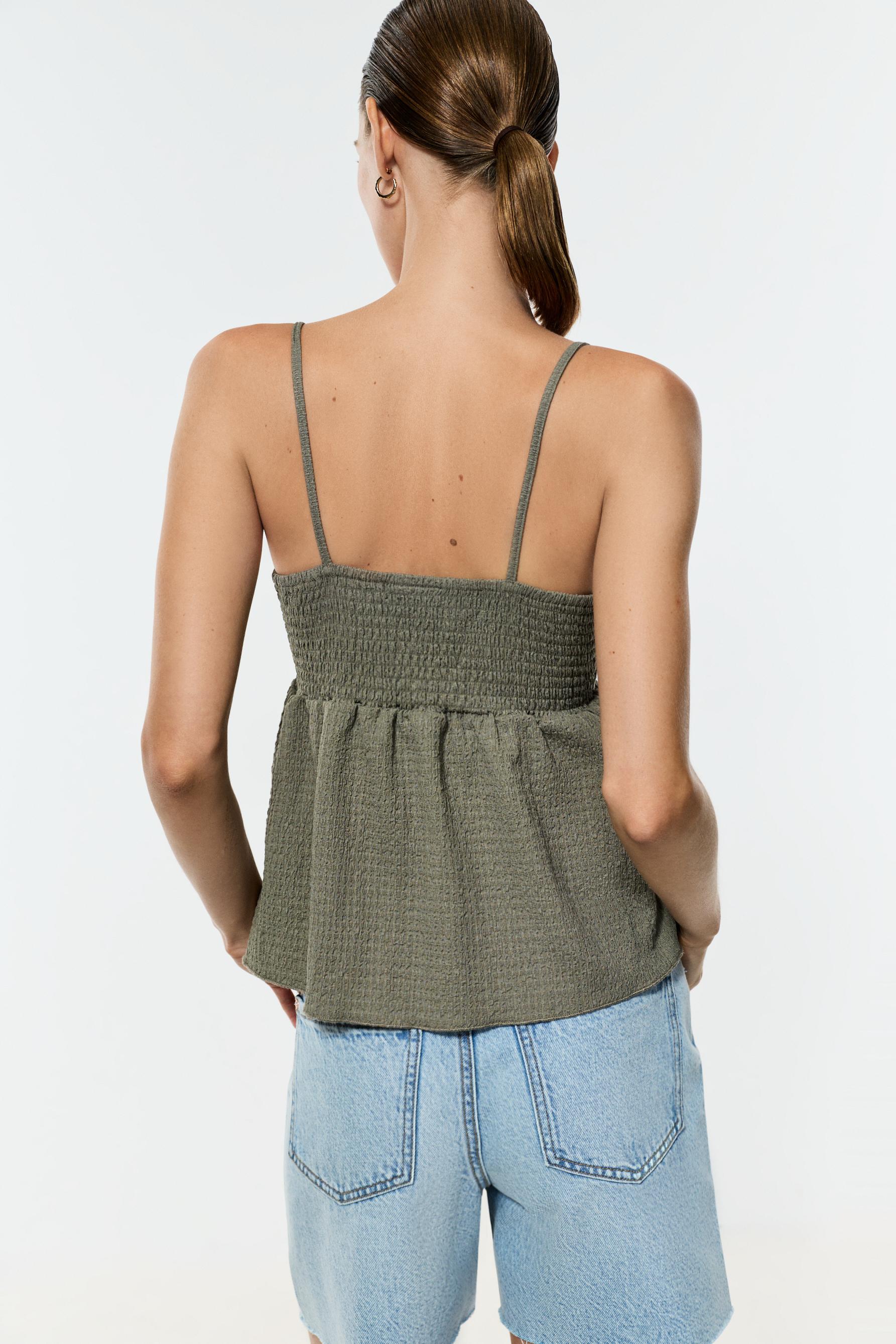 Crochet-effect top — PALE KHAKI
