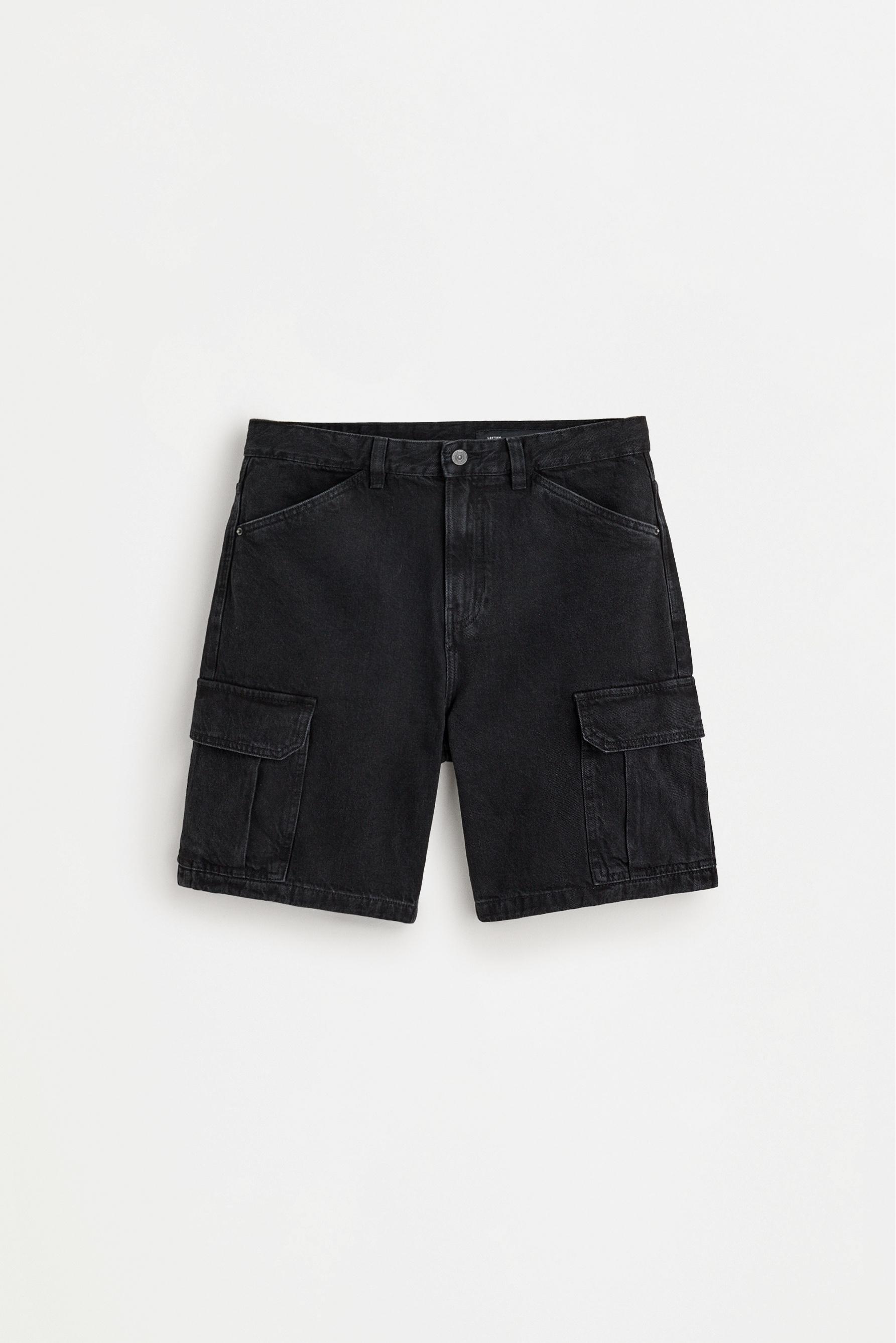 Denim cargo Bermuda shorts — BLACK
