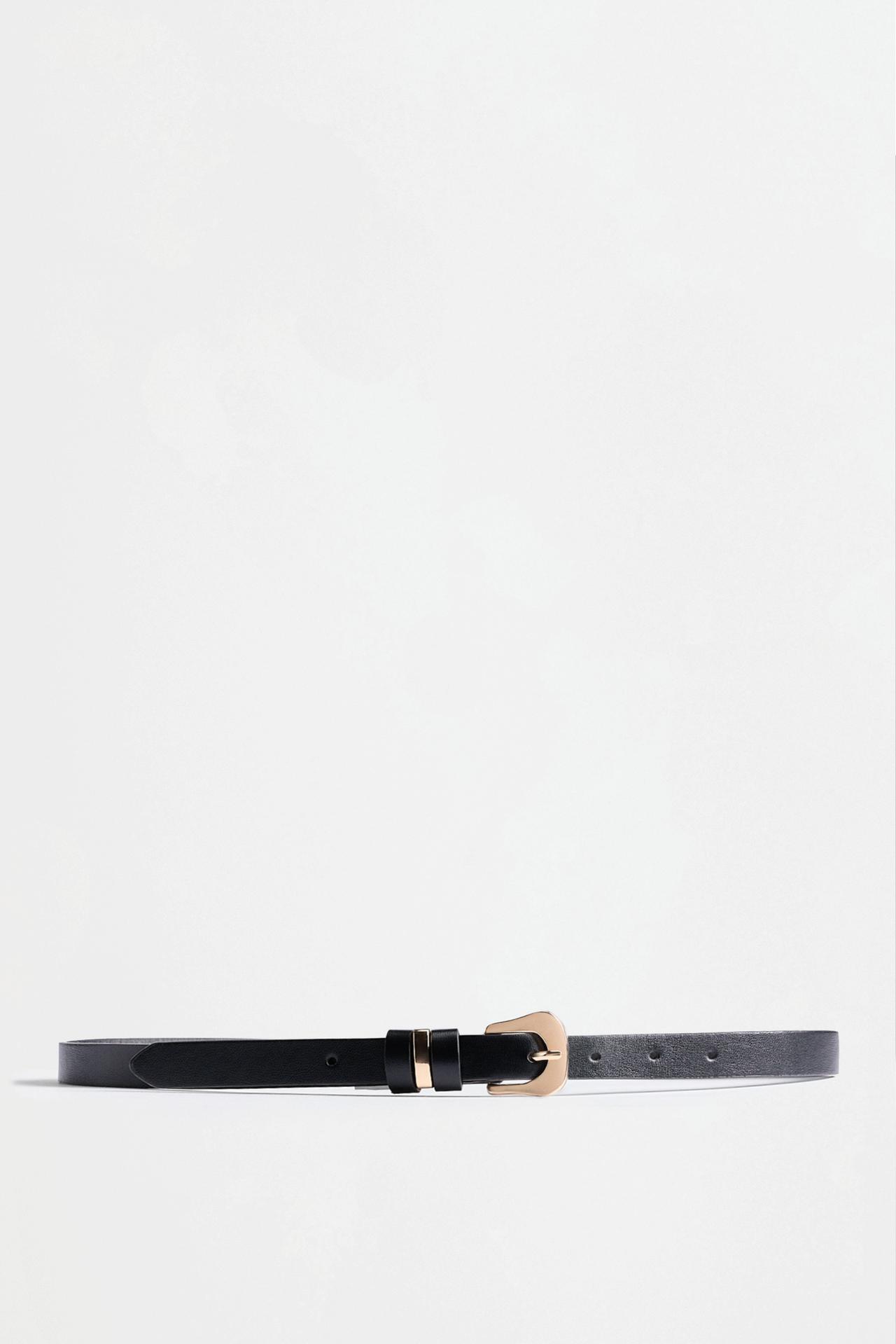 Thin leather effect belt — GOLD BLACK