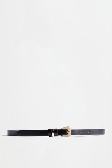 Thin leather effect belt — GOLD BLACK 2