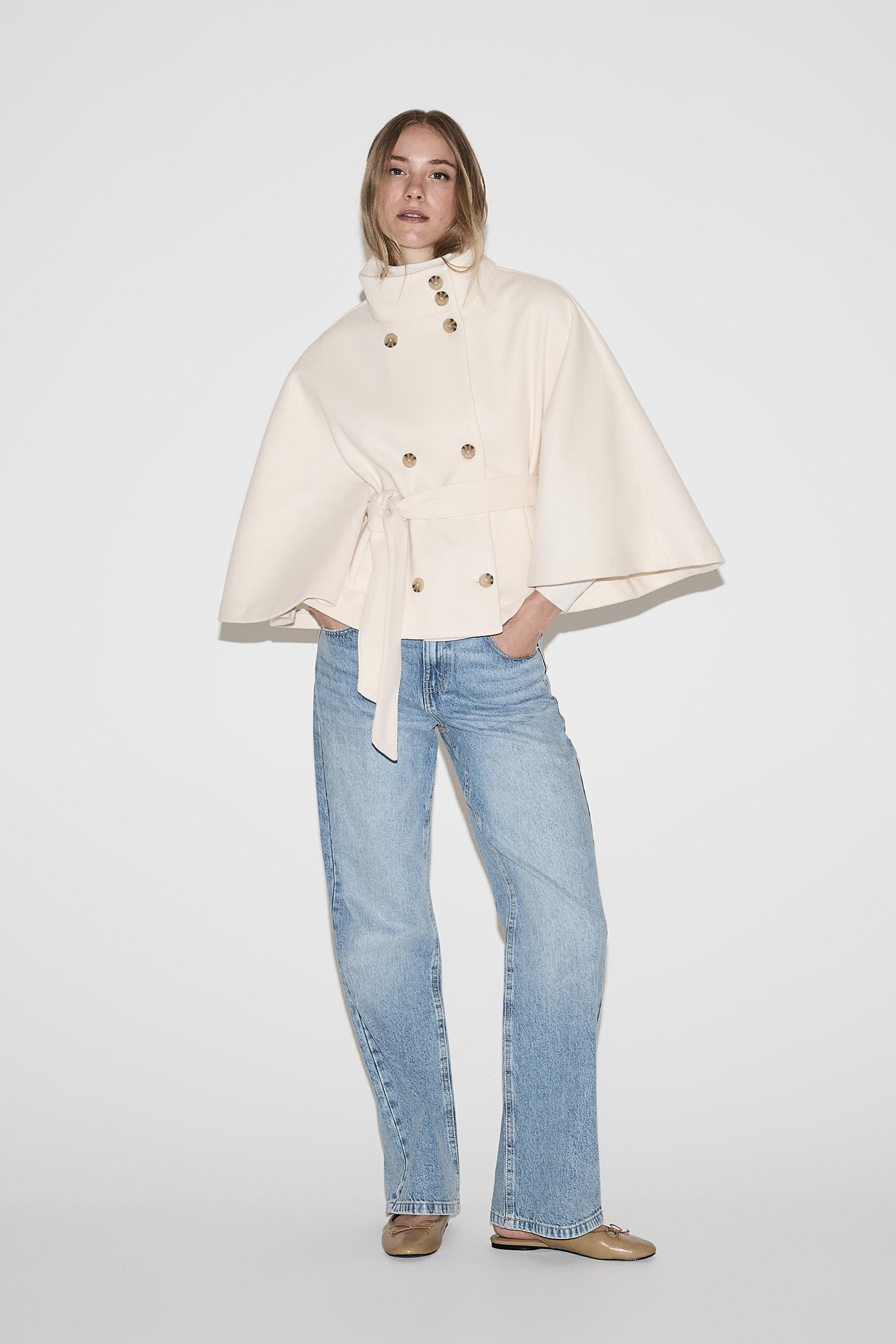 Wool-blend cape — VANILLA