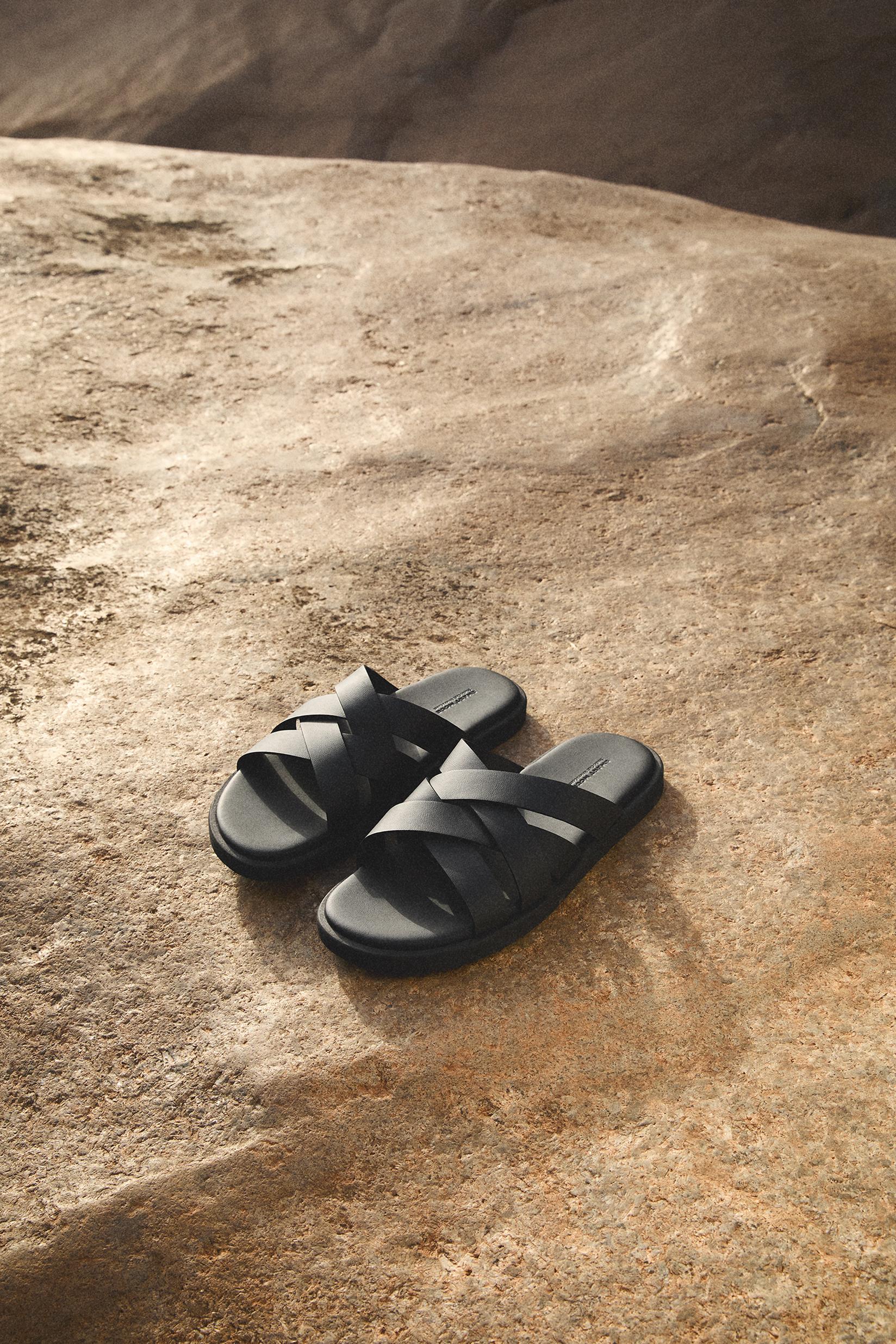 Cross-strap sandals — BLACK