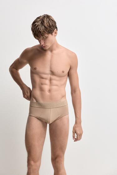 Pack of 5 briefs with slogan — EARTH BROWN 2