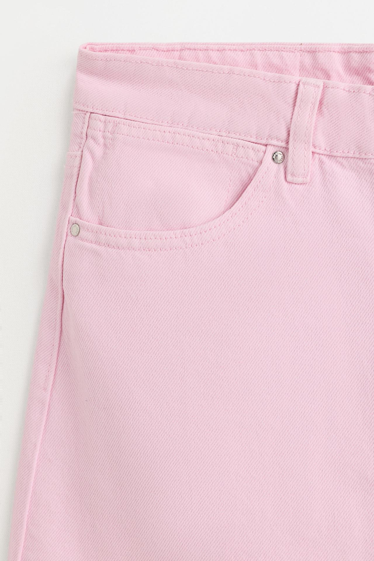 Basic mom fit denim shorts — PINK