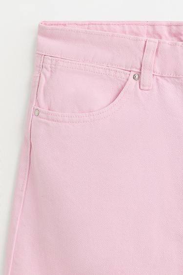 Basic mom fit denim shorts — PINK 7